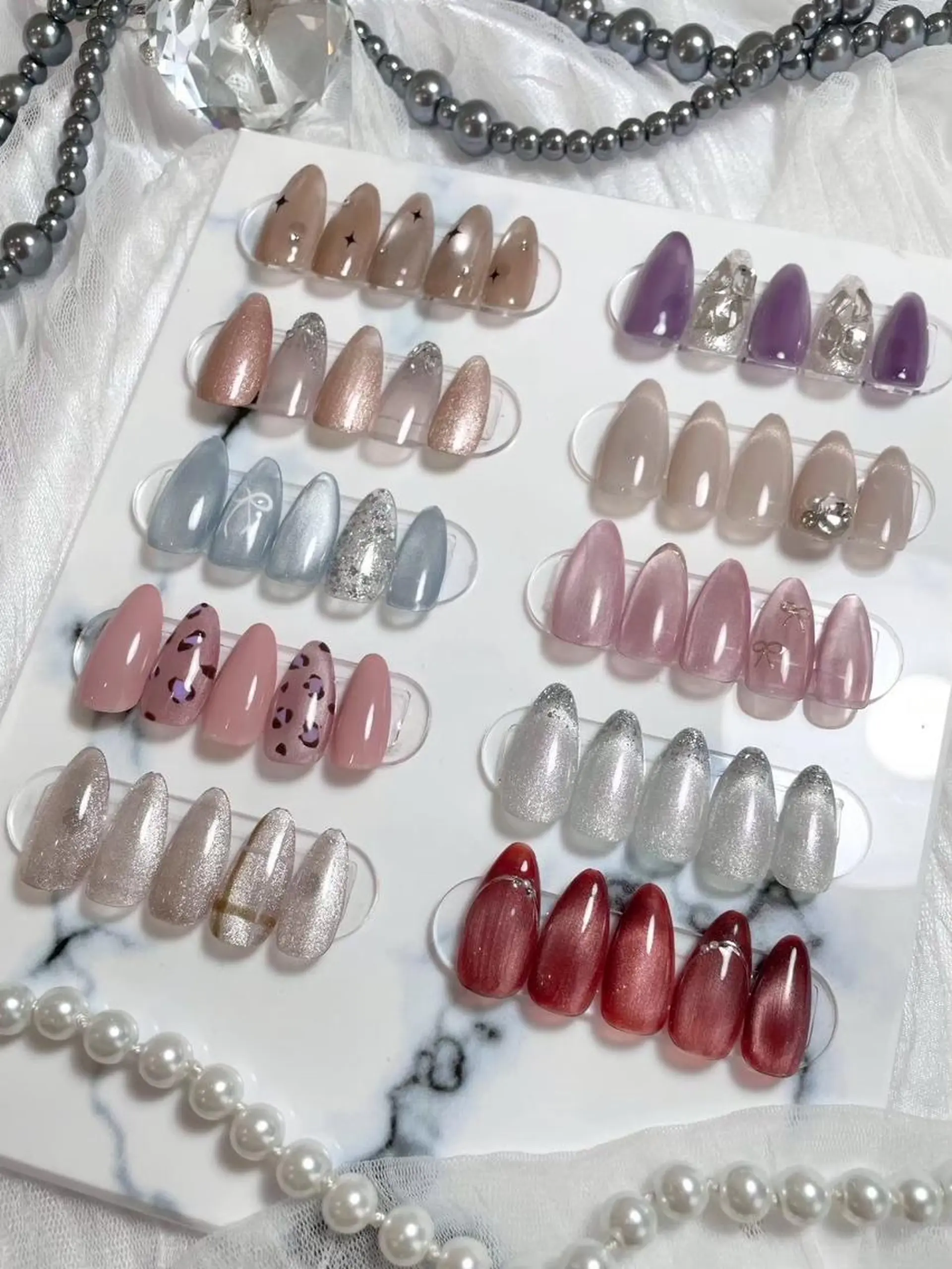 ネイル アートネイル フラッシュネイル フレンチネイル ジェルネイル ガラスフレンチ M2 BEAUTY サロンのネイルデザイン