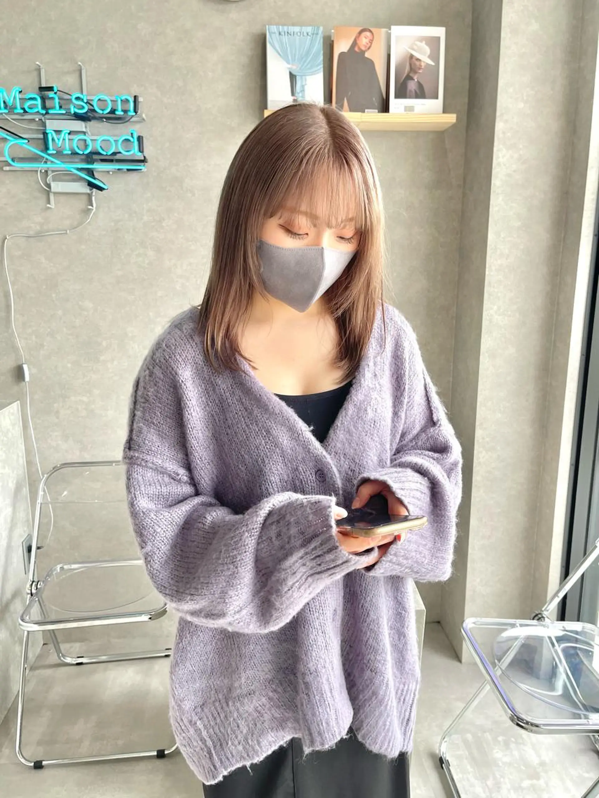 ミディアム カラー カット ヘアカラー トリートメント 一ノ瀬 暁のヘアスタイル