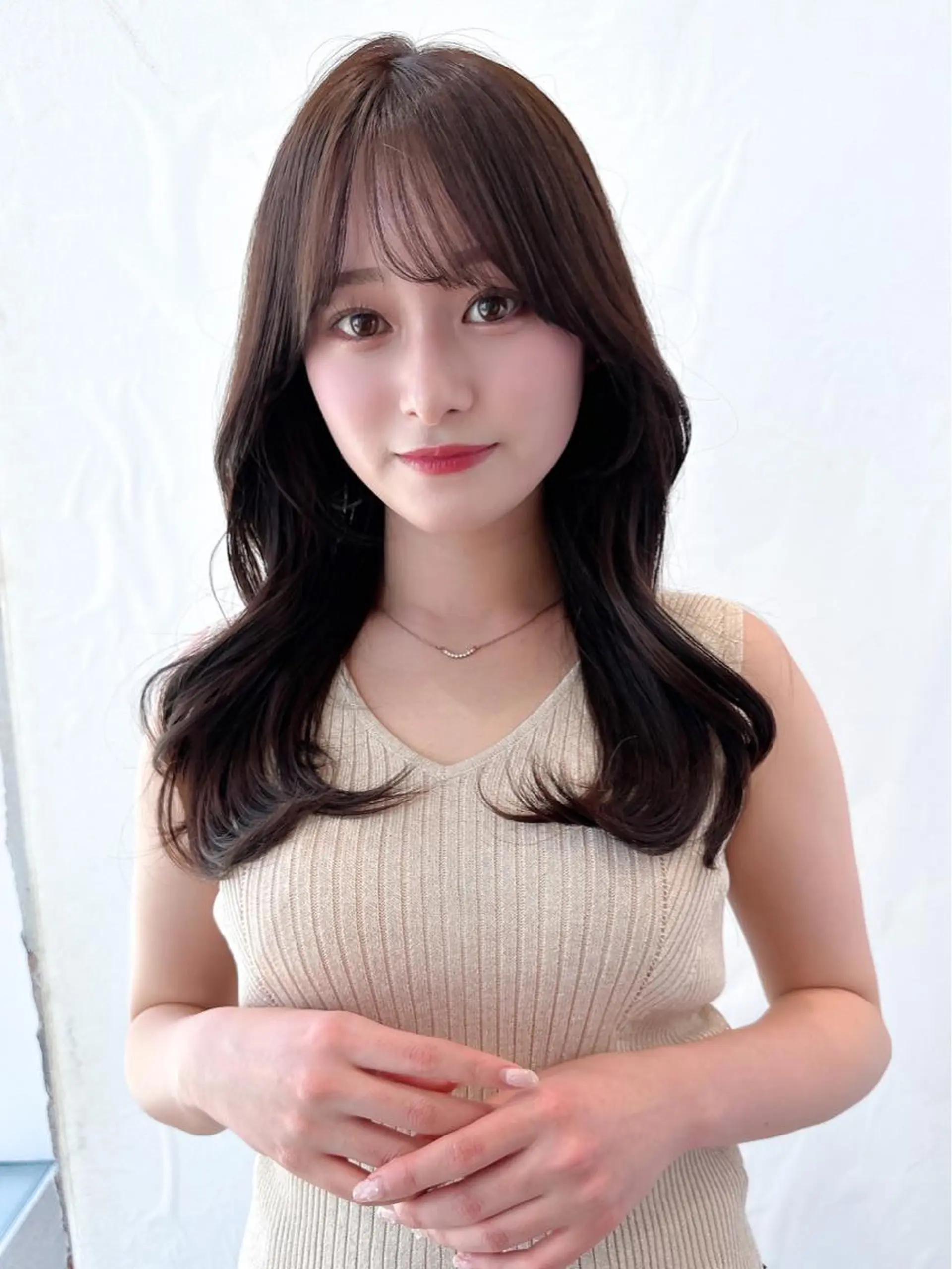 セミロング カラー ベージュカラー ブラウンカラー ブラウンベージュ くびれヘア 顔周りカット 顔周り/くびれヘア 韓国ヘア💕風間るなのヘアスタイル