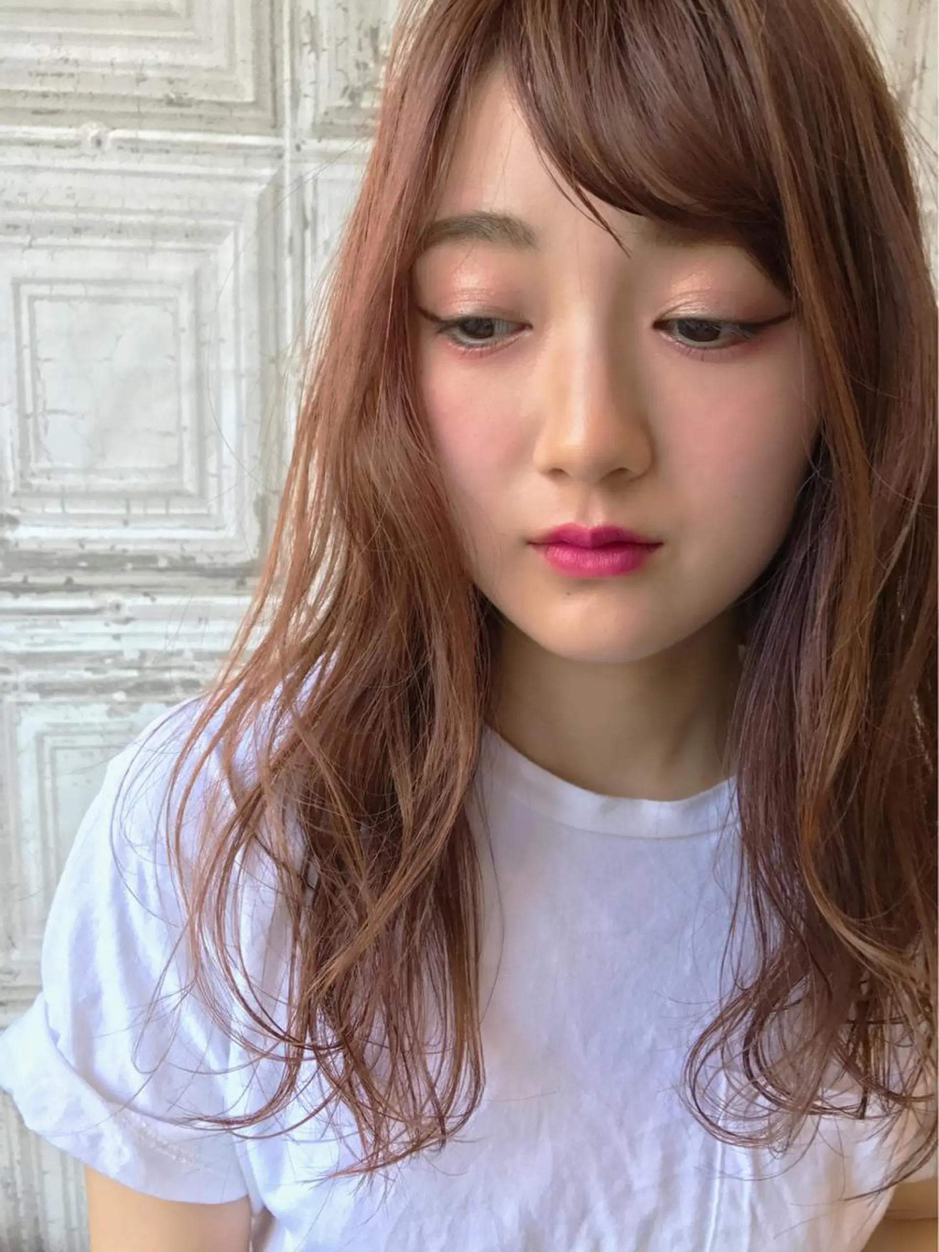 セミロング カラー 透明感カラー ピンクカラー 日比 貴大/ minim hairのヘアスタイル