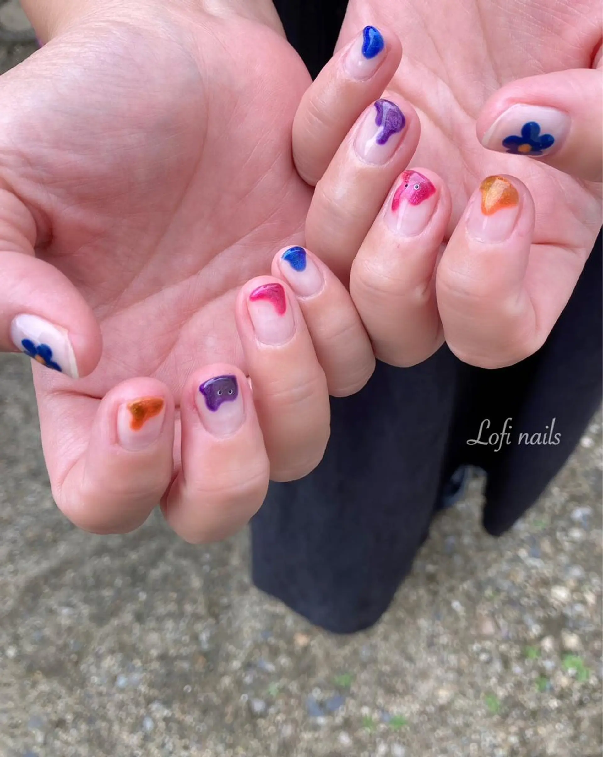 ショート ネイル アートネイル マグネットネイル Lofi nails ゆきこのネイルデザイン