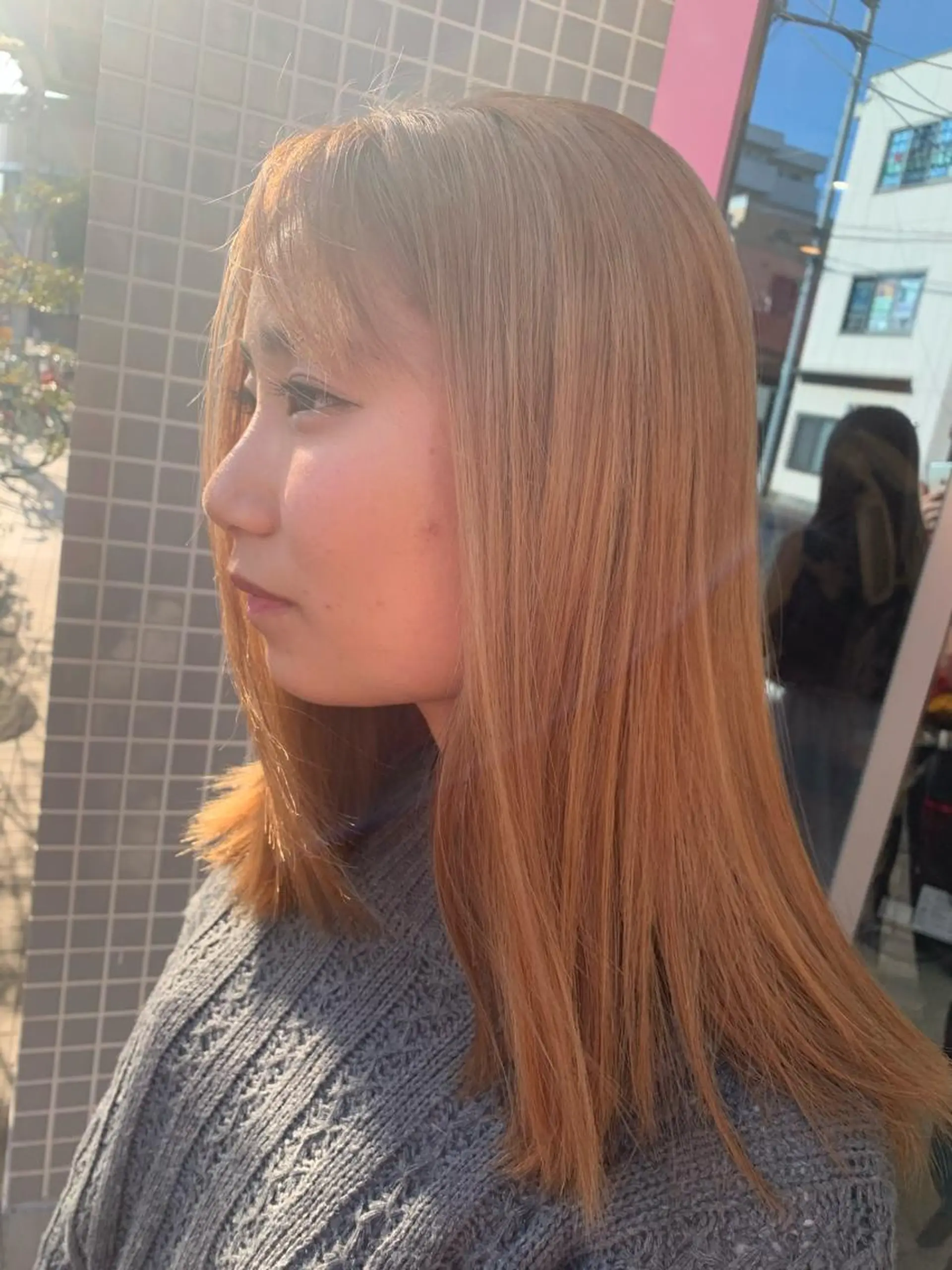 セミロング カラー ピンクカラー nishimura makotoのヘアスタイル