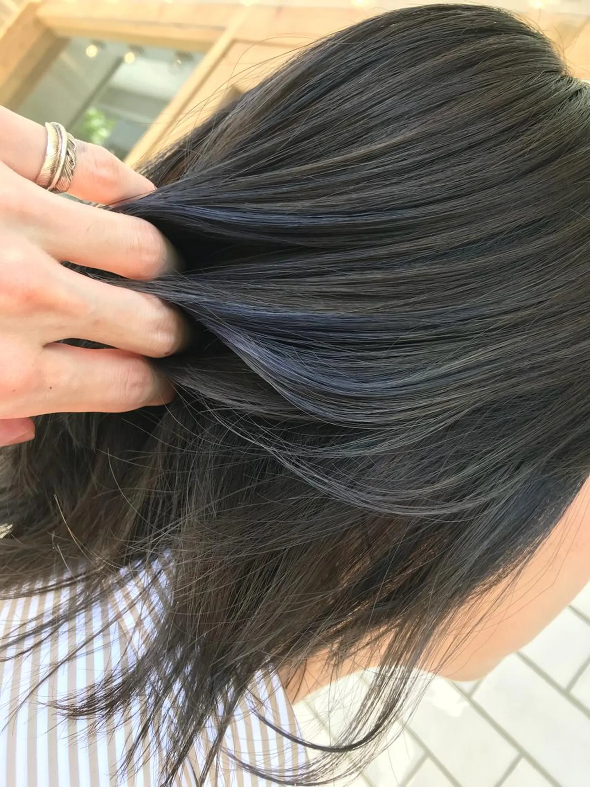 ミディアム カラー ブルーカラー ハイライトカラー ハイライト 竹嶌 健吾のヘアスタイル