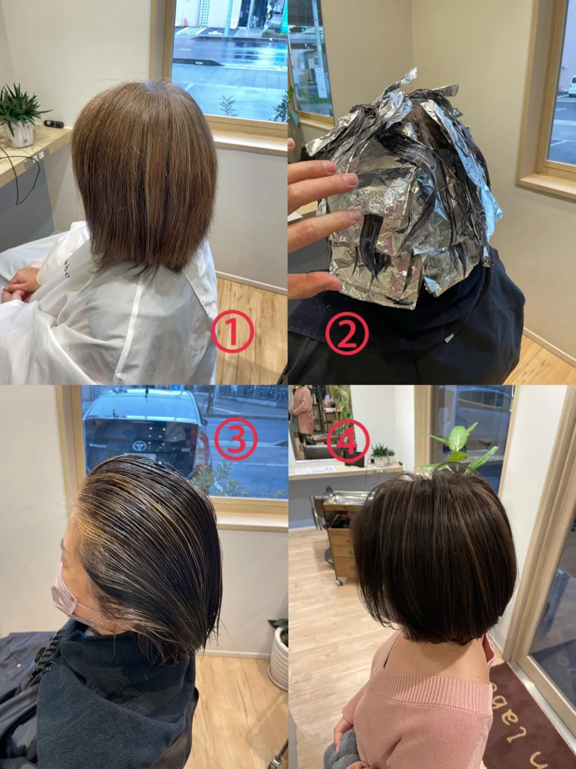 ショート カラー ブリーチ ハイライトカラー ハイライト トリートメント カット ヘアカラー トリートメント 白髪ぼかしハイライト 💫ミネ　ヒロシのヘアスタイル