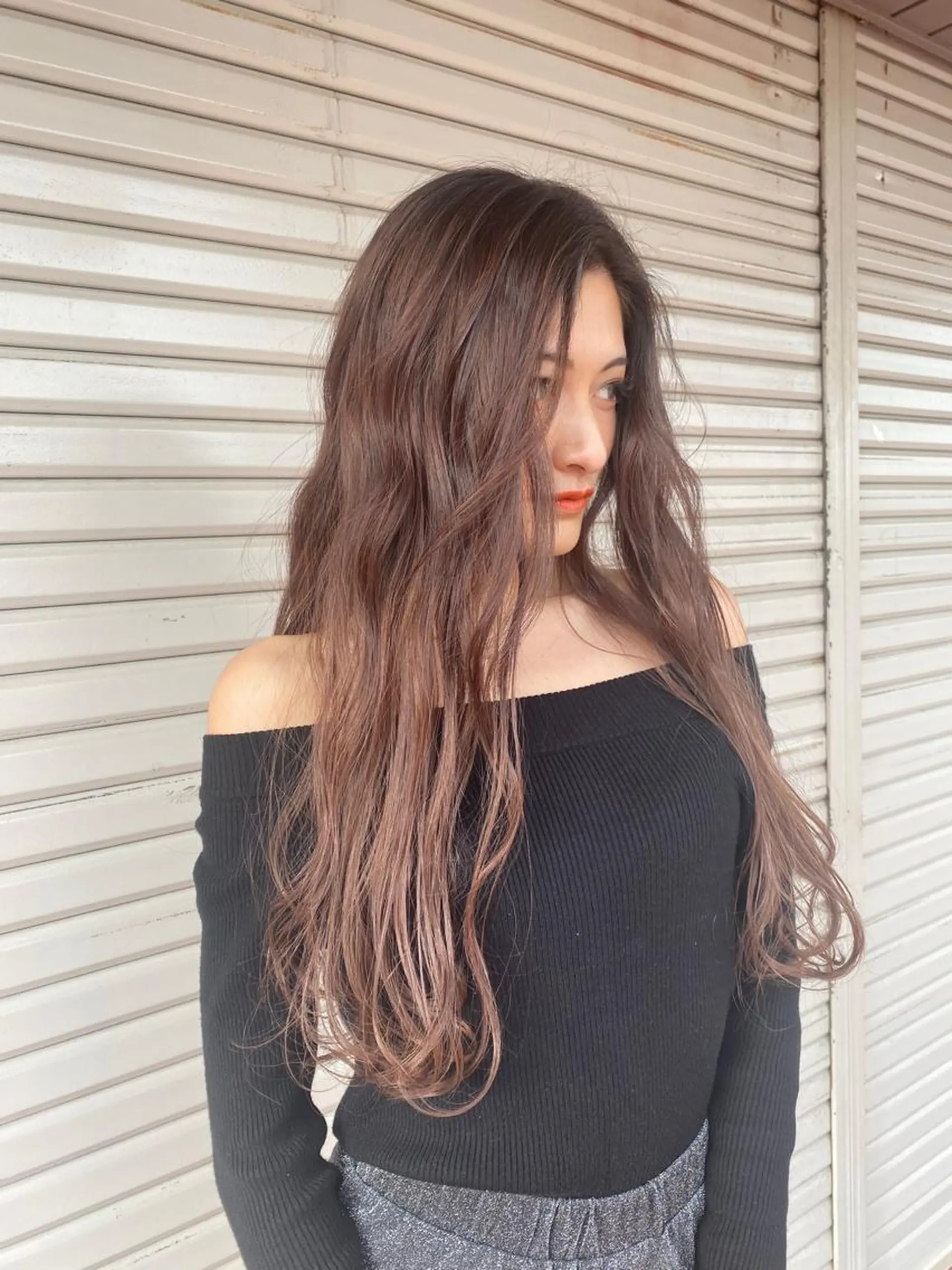 ロング 切りっぱなしボブ アッシュ ケアカラー ピンクブラウン ボブ ヘアカラー 美髪/透明感カラー 菅原弘行のヘアスタイル