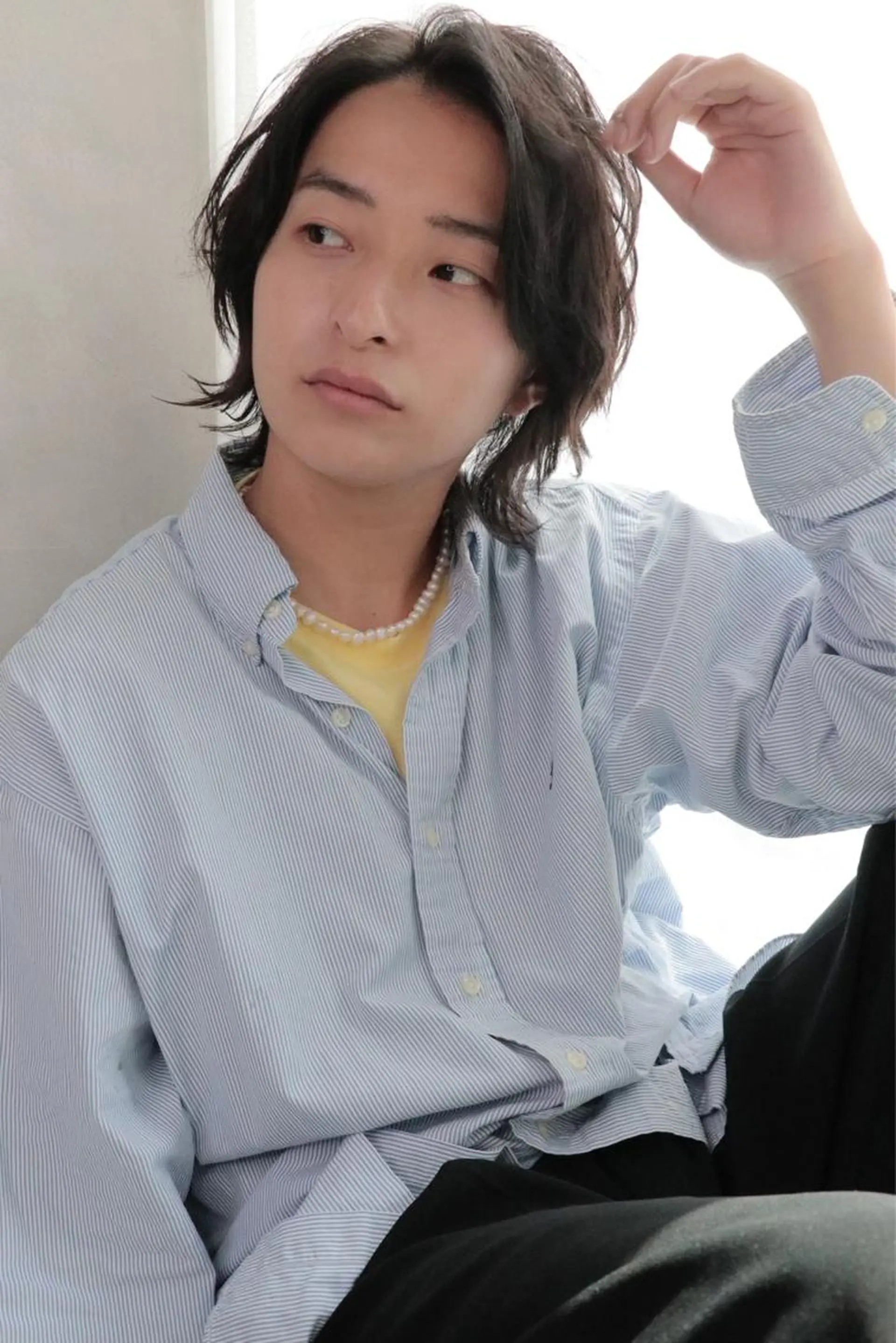 ミディアム パーマ メンズ メンズウルフカット レイヤーカット ウルフカット ウルフレイヤー ニュアンスパーマ カット パーマ 半個室メンズ カット🥕羽鳥淳妃のヘアスタイル