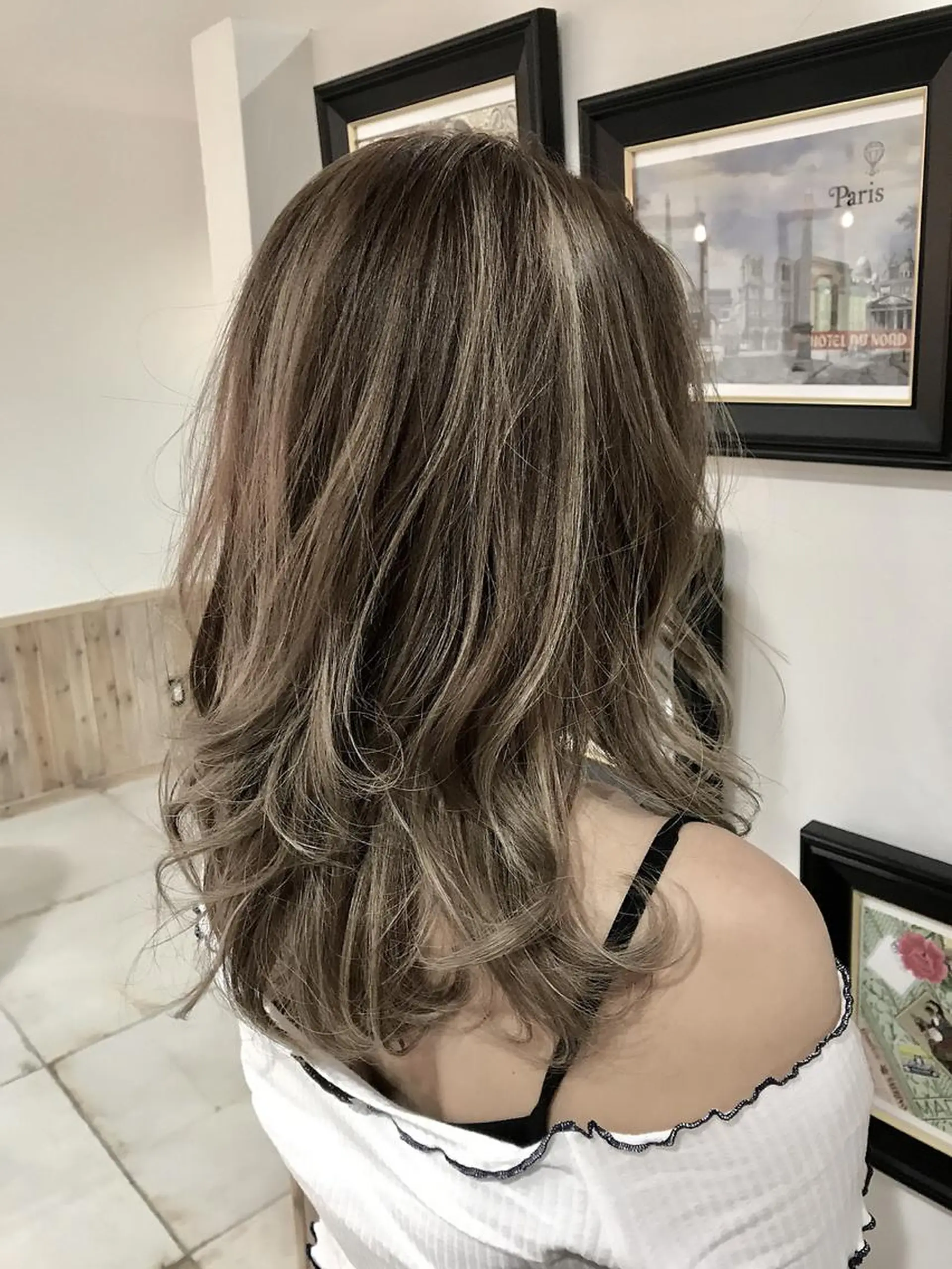 セミロング カラー ハイライトカラー ハイライト ヘアカラー トリートメント ヘアセット 吉田裕太/ハイライト ダブルカラーのヘアスタイル