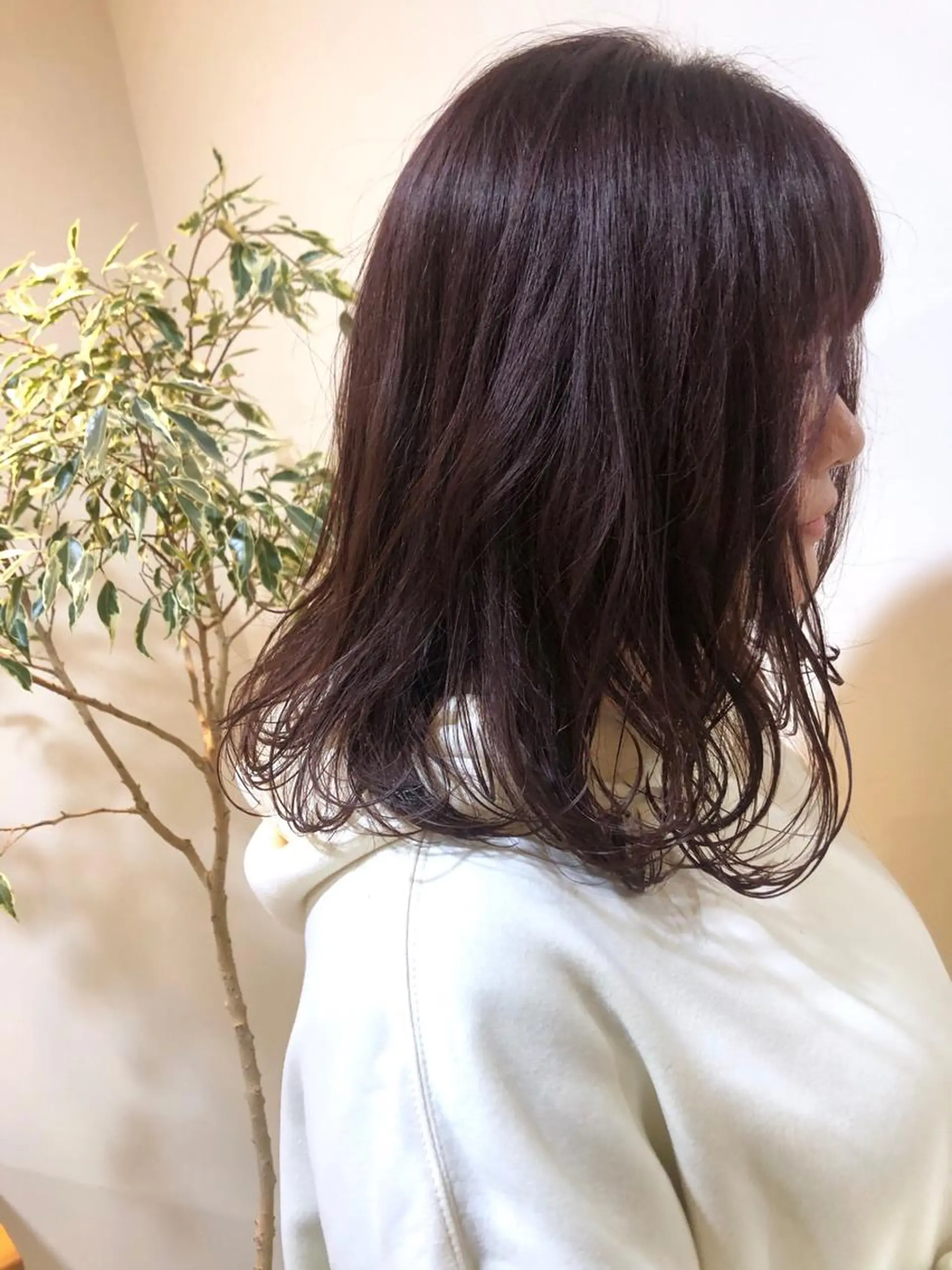 ミディアム カラー カット ヘアカラー トリートメント MIOベージュカラー 柔らかいカラーのヘアスタイル