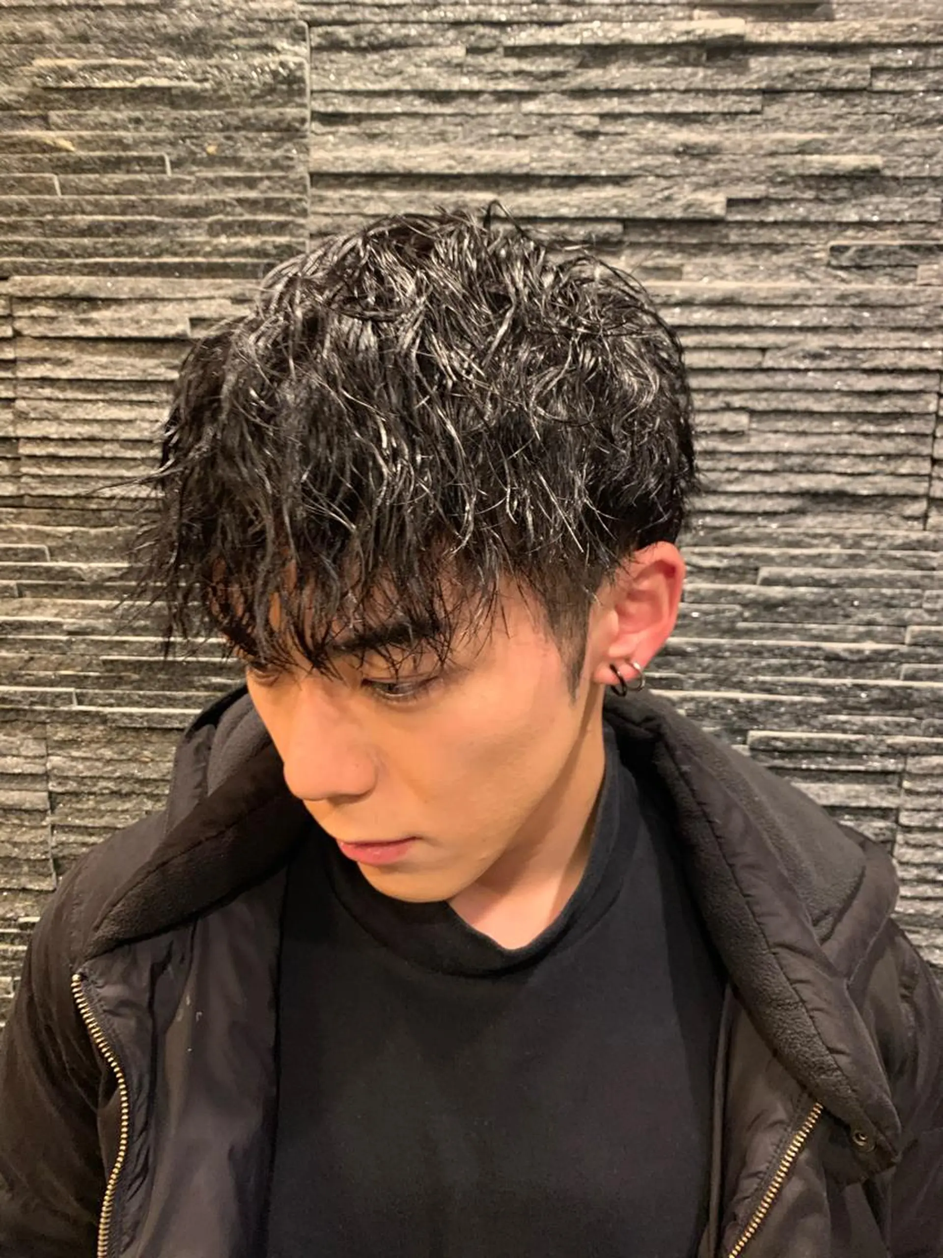 ミディアム パーマ メンズ 杉本 和大のヘアスタイル