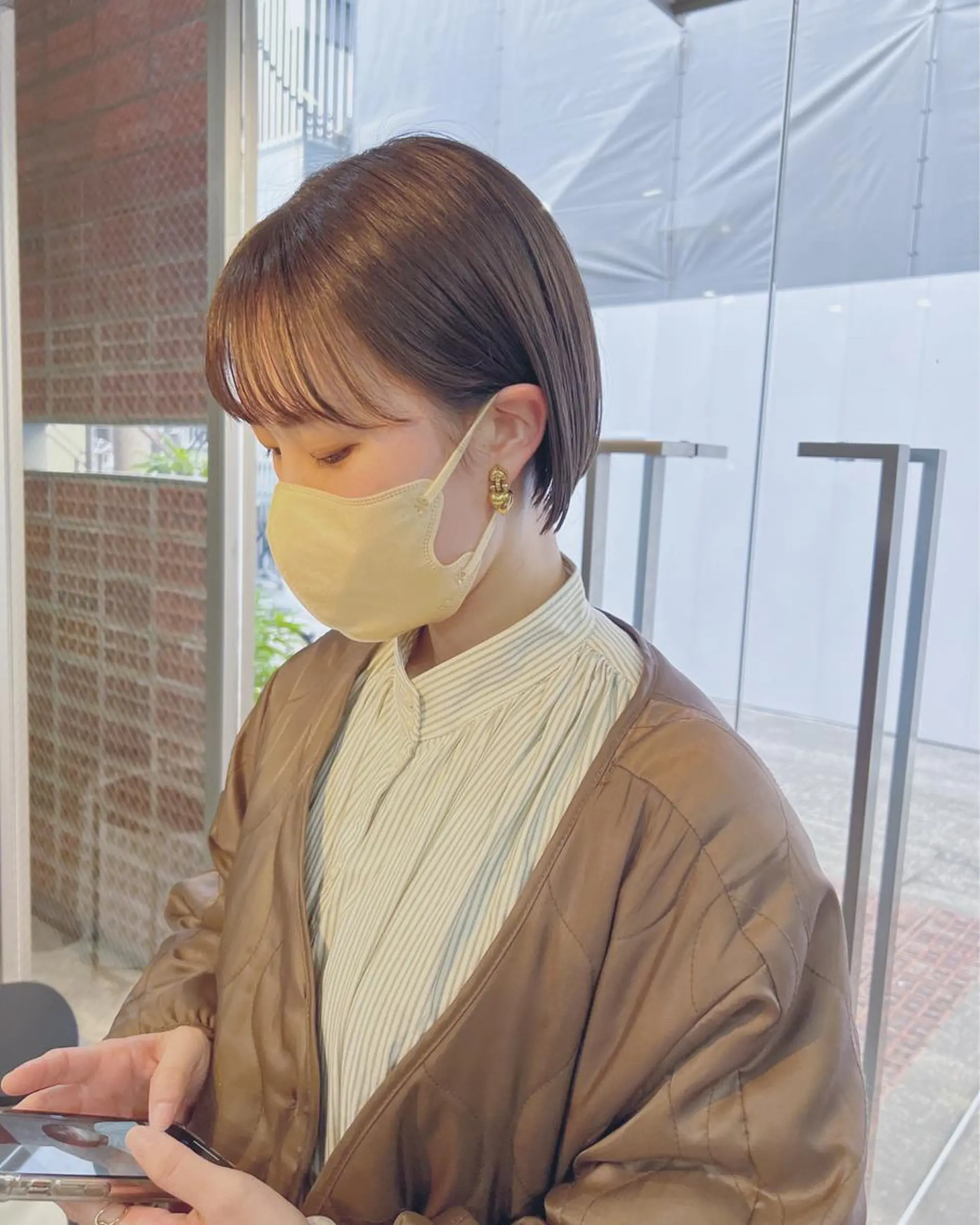 ショート カラー ボブパーマコテ巻き風 パーマNo1深江秀平のヘアスタイル