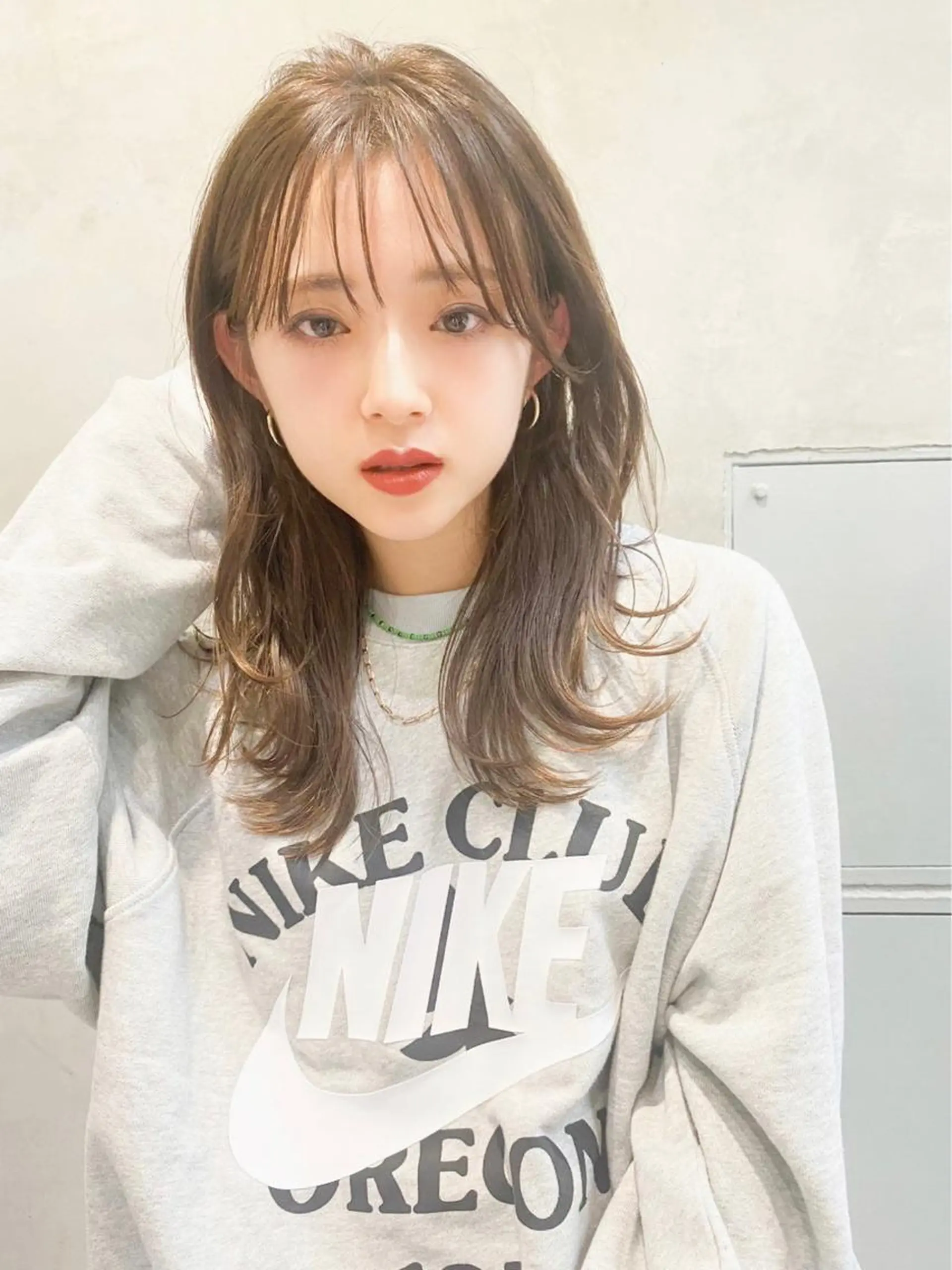 セミロング カラー ヘアアレンジ ベージュカラー くびれヘア ヘアカラー トリートメント 山崎 澪 レイヤーカット/大宮のヘアスタイル