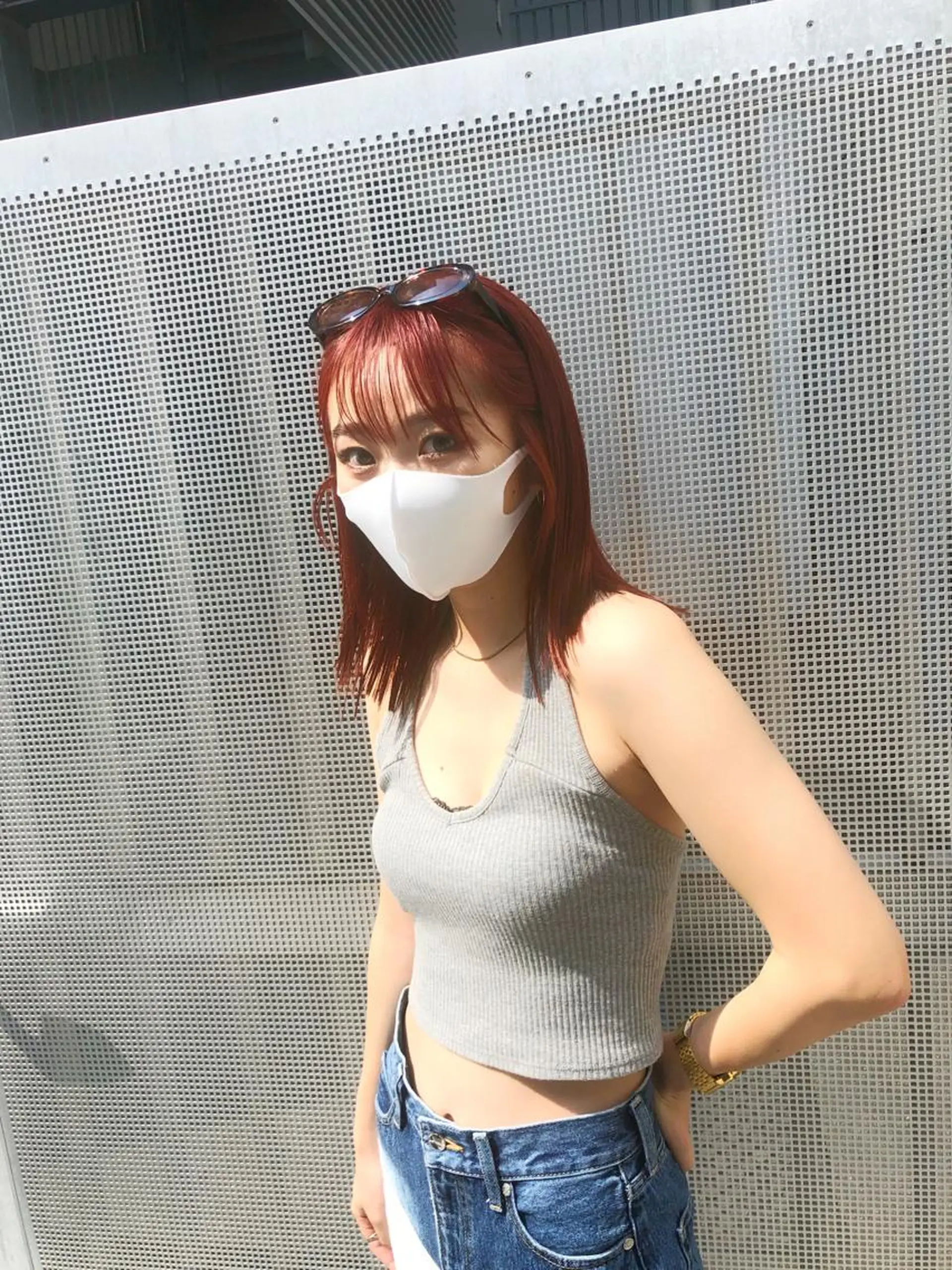 ミディアム カラー オレンジ オレンジピンク ピンクカラー ヘアカラー 山崎 俊介のヘアスタイル