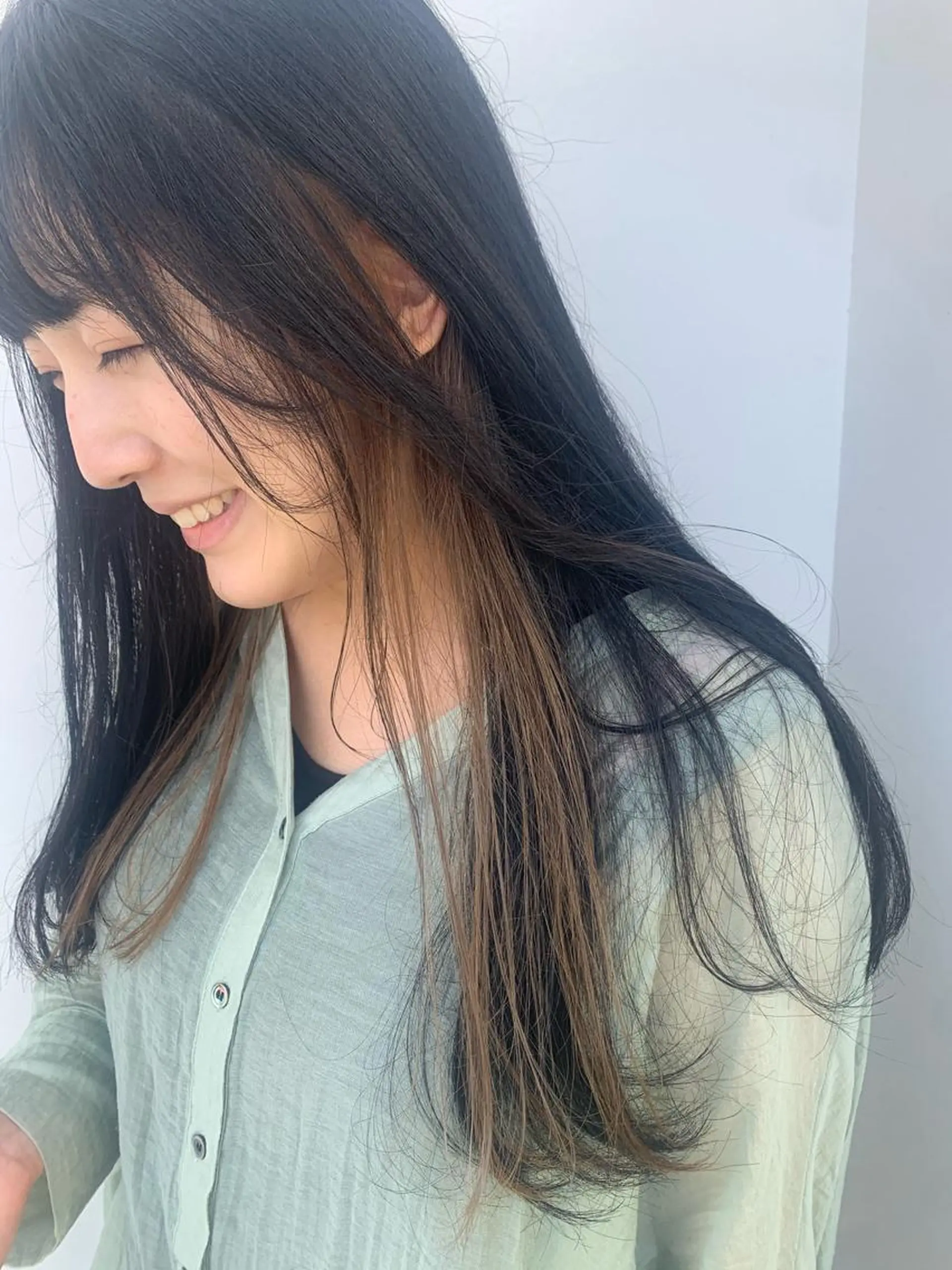 セミロング カラー ベージュカラー 黒髪 インナーカラー 中目黒🌼 🌼ハナのヘアスタイル