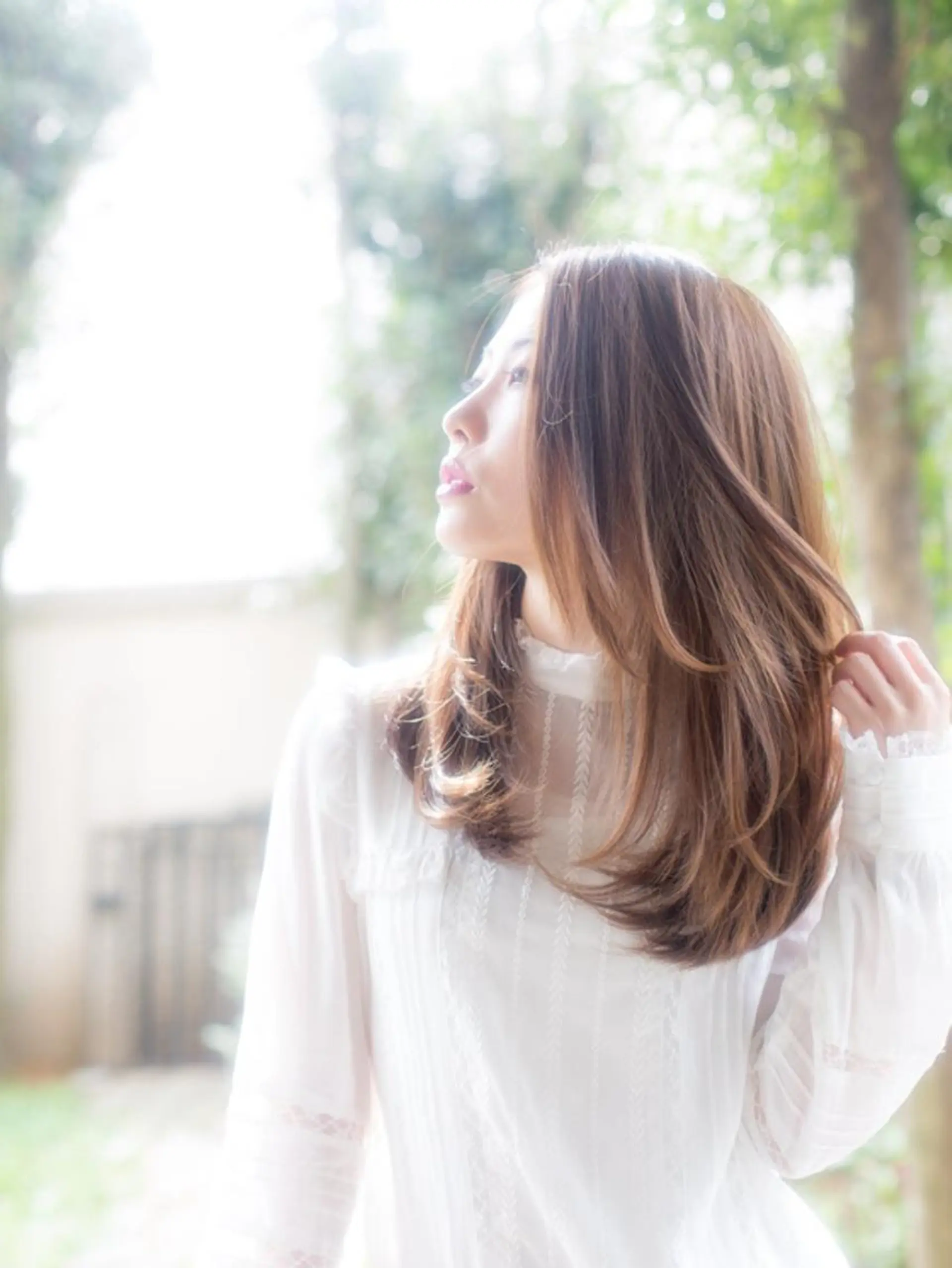 ロング カラー 髪質改善× 白髪ぼかし溝江のヘアスタイル