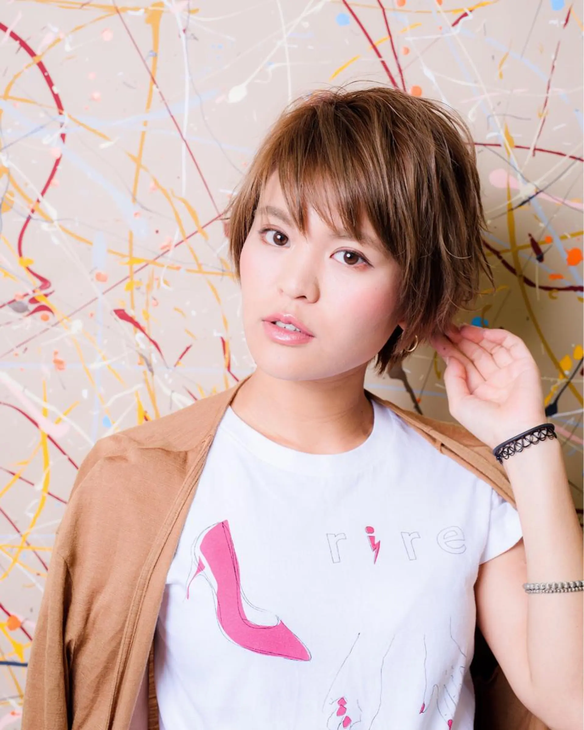 ショート カラー パーマ ヘアアレンジ ピンクカラー ショートヘア 【白髪ぼかし 専門GBG】自由が丘のヘアスタイル