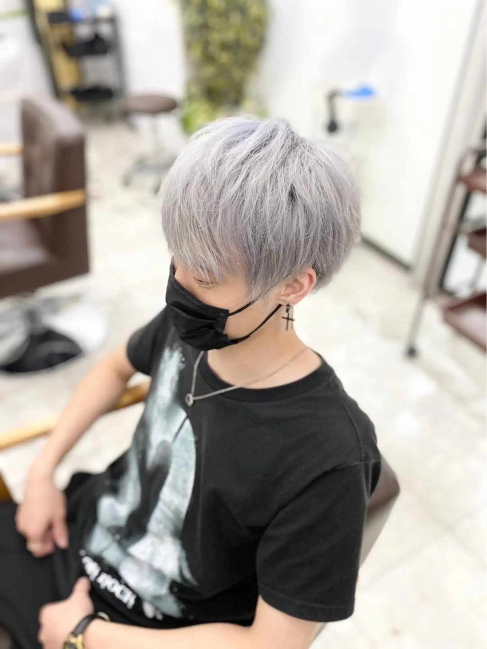 カラー メンズ シルバー カット パーマ ハイライト&曲がる 縮毛矯正特化 玉置のヘアスタイル