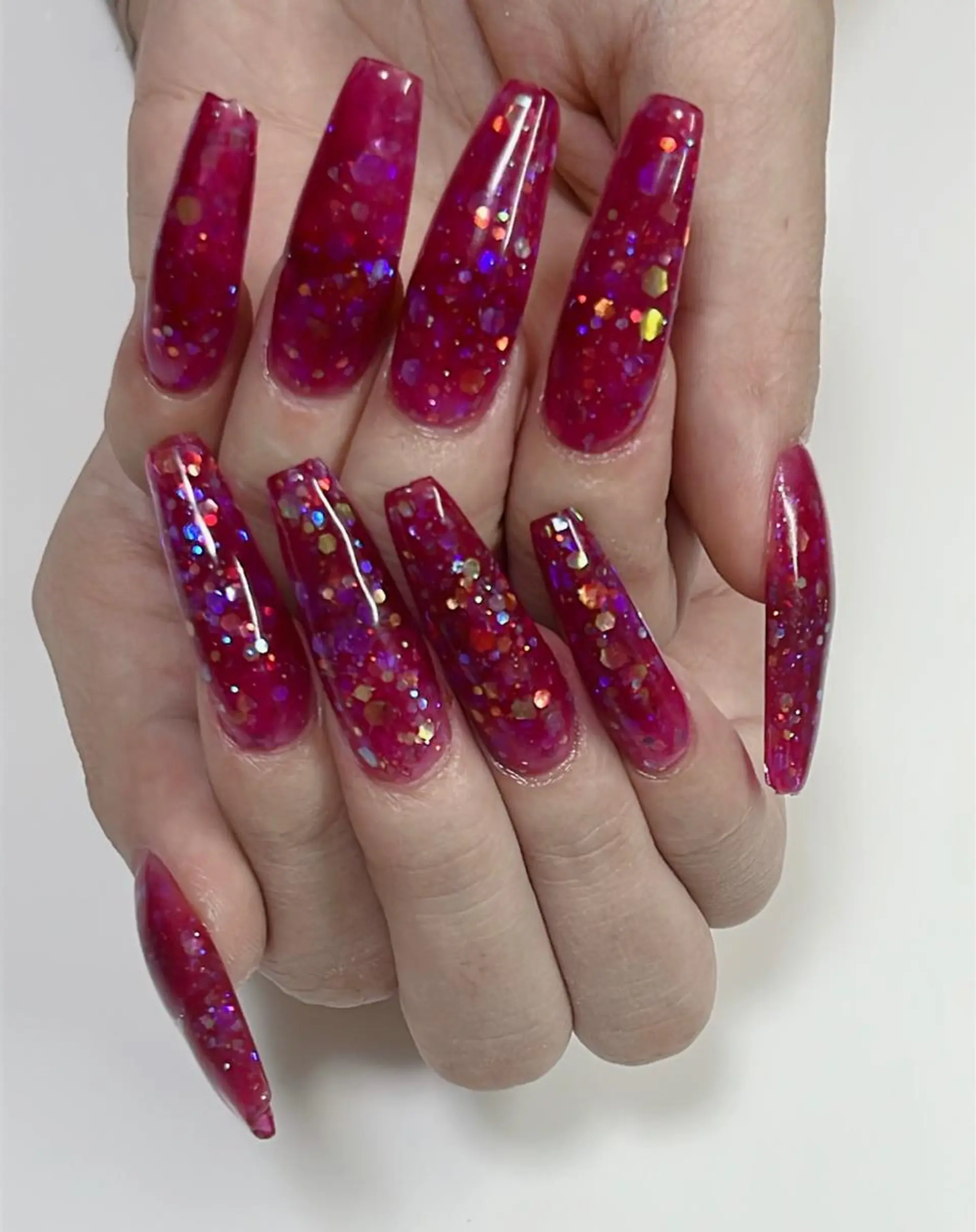 ネイル ラメ(グリッター) ワンカラーネイル パープル スカルプネイル ハンドネイル plaisir プレジールネイルのネイルデザイン