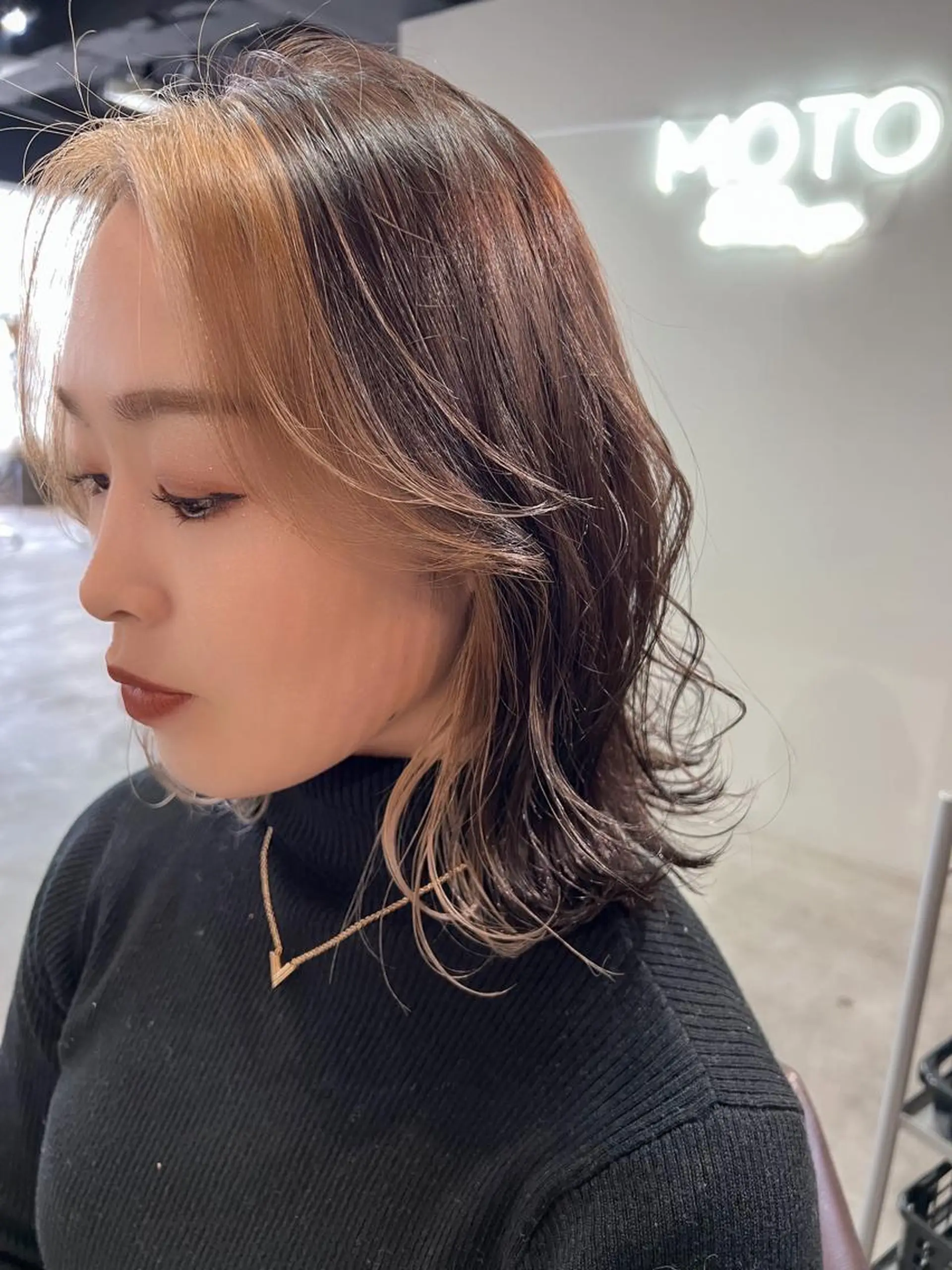 ミディアム カラー ミストバング  フェイスフレーミング ヘアカラー トリートメント "小顔カット" Fuko.のヘアスタイル