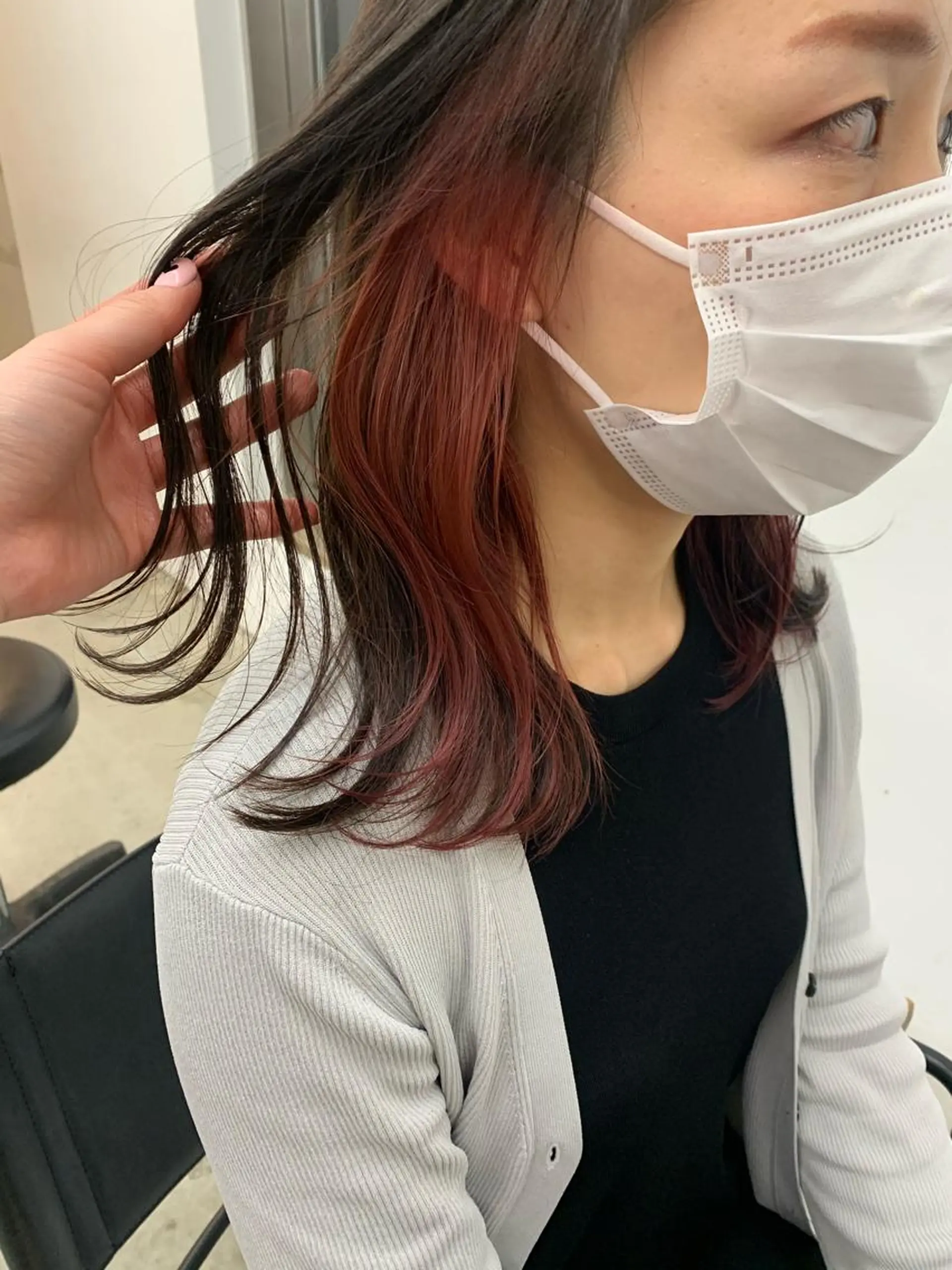 ミディアム カラー 透明感/オリーブ/ グレージュ/YUKAのヘアスタイル