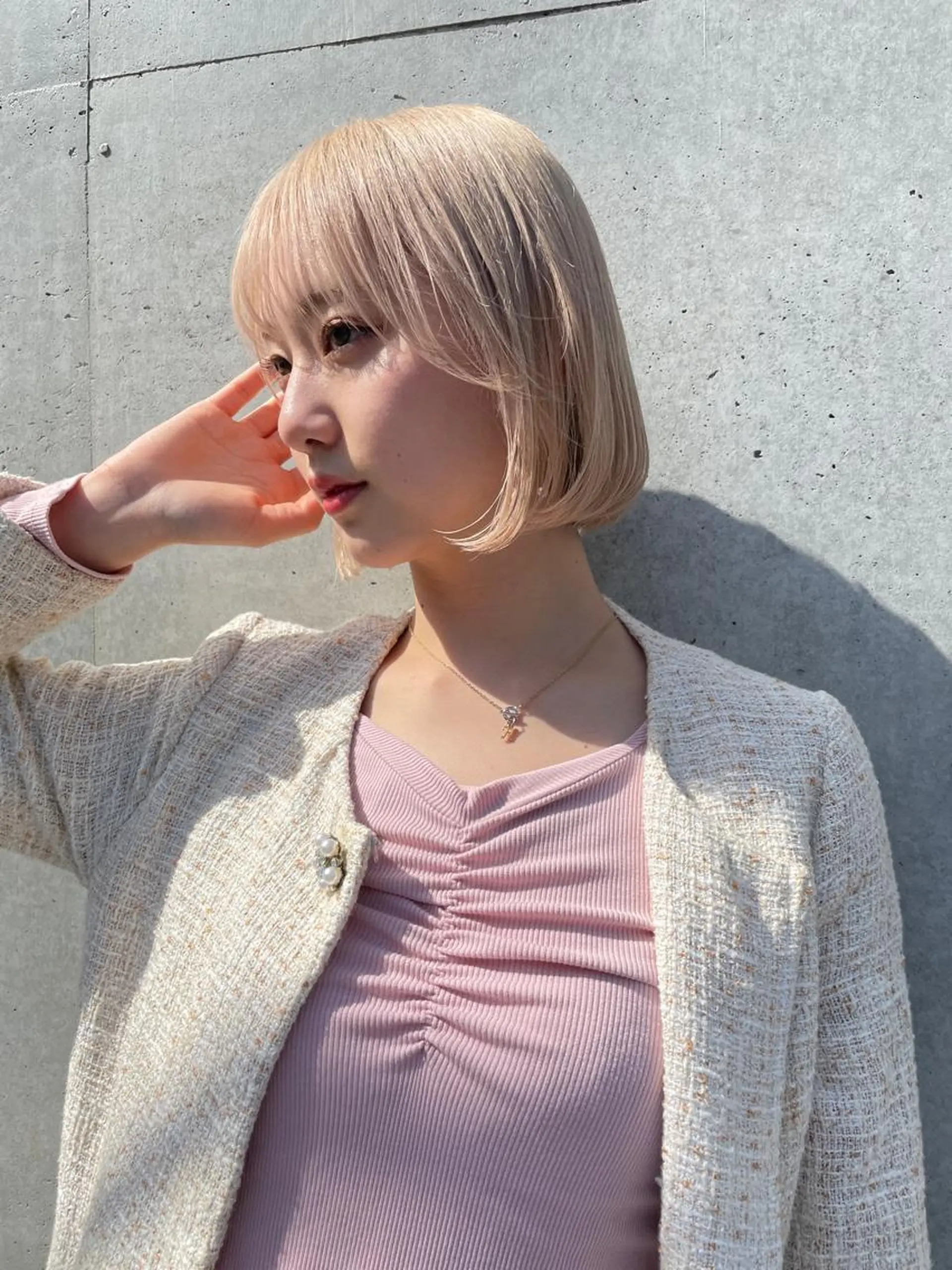 ミディアム カラー 顔周りカット 【オノザワリョウ】のヘアスタイル