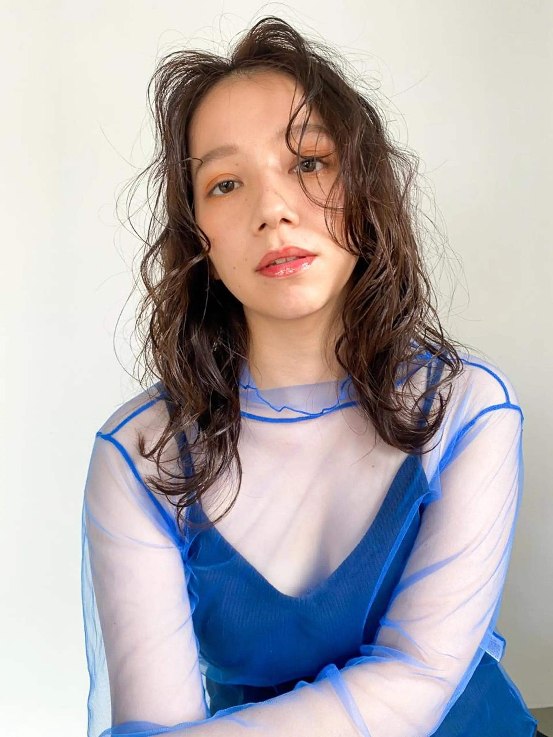 ミディアム パーマ カラー ショートボブ ミディアムパーマ アディクシーカラー ブリーチ ケアブリーチ ヘアカラー トリートメント CEINE OURのヘアスタイル