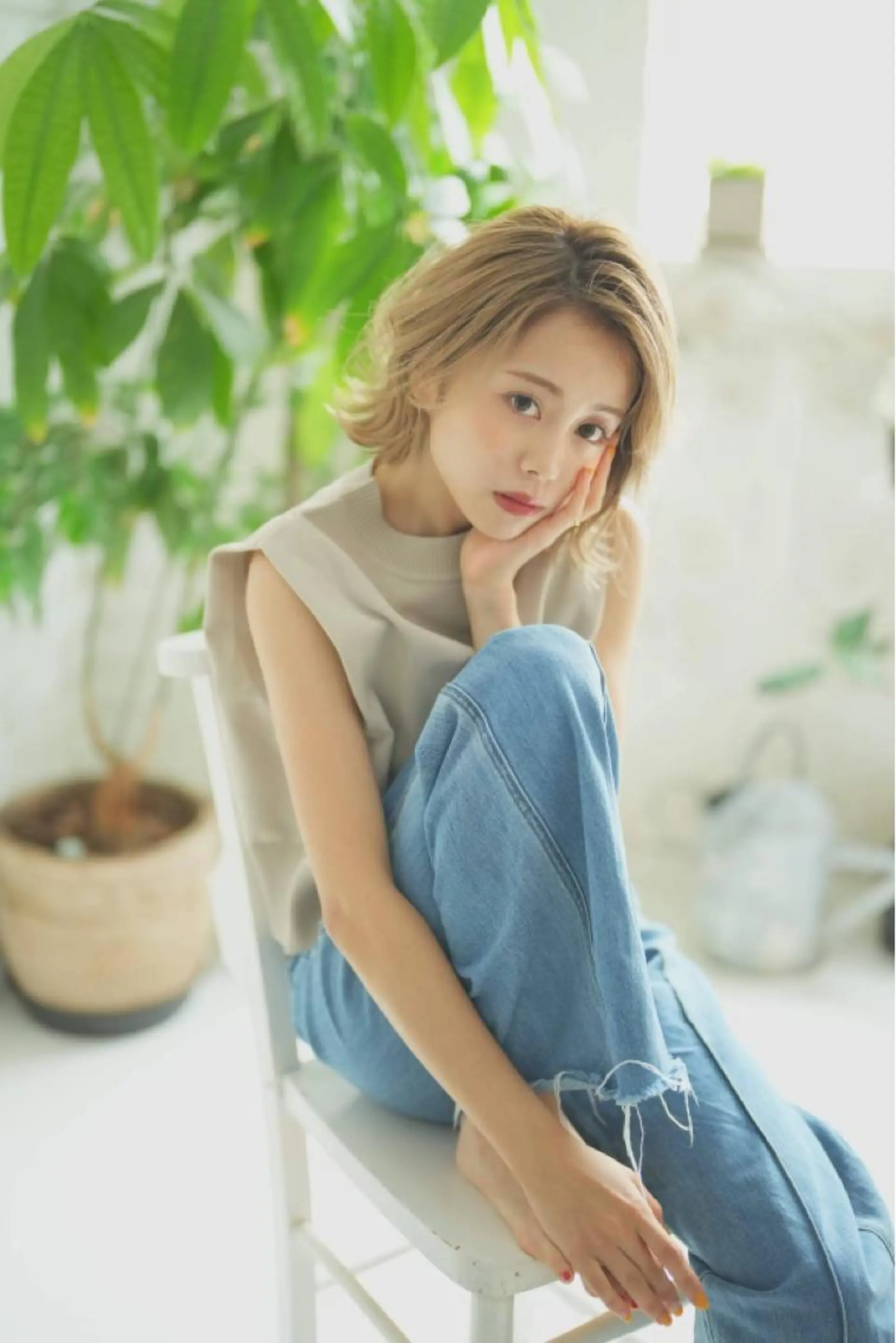 ミディアム ボブ ハイライト 髪質改善 原 壱弥のヘアスタイル