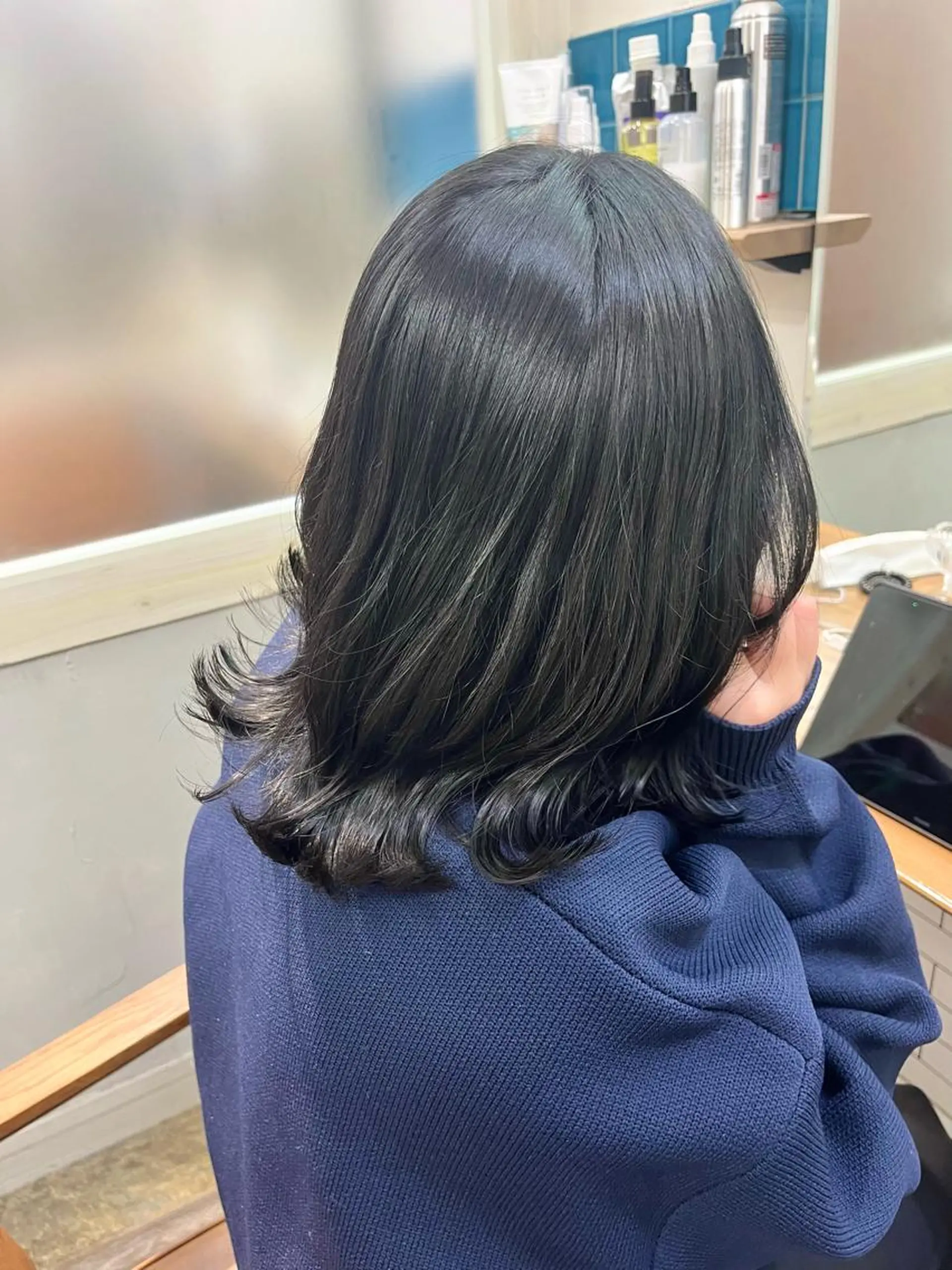 ミディアム カラー ブルーカラー ブルーグレー ブルーグレージュ グレージュ 🫧tomoka 透明感カラー🫧のヘアスタイル
