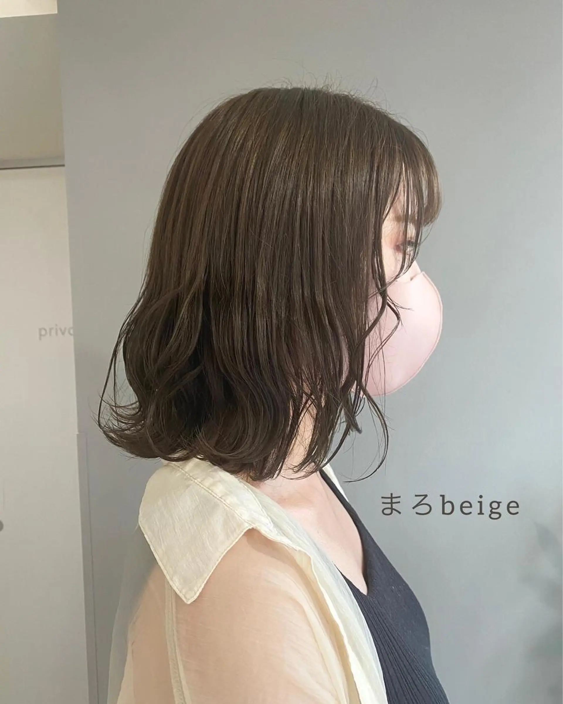 ミディアム カラー ヘアアレンジ ブリーチ グレージュ ブリーチなしカラー ヘアカラー ボブ /ニュアンス/ satomi🧸💖のヘアスタイル
