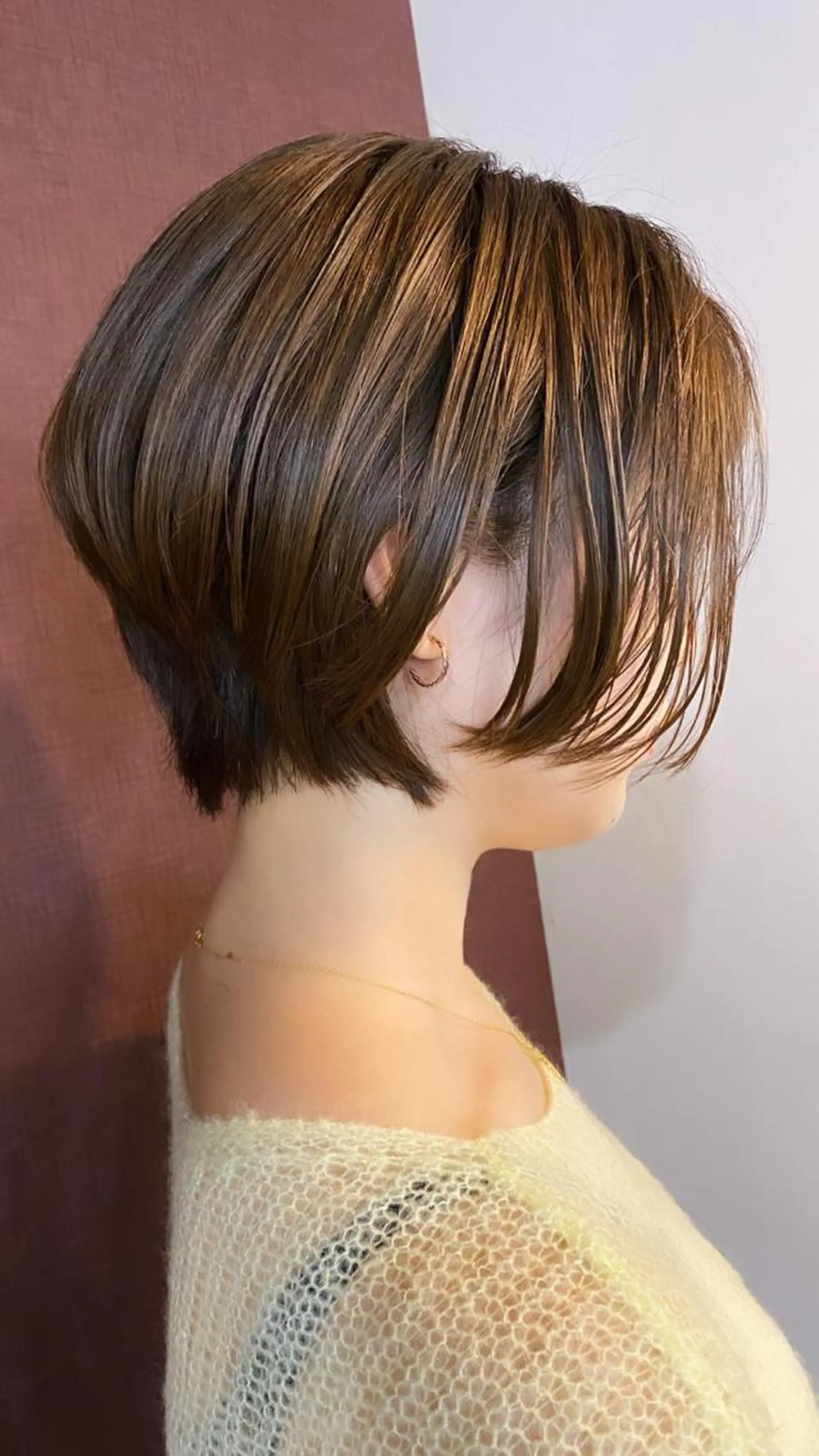 ショート カラー ヘアアレンジ ブラウンカラー モカブラウン くびれヘア ショートヘア カット アイラッシュ/美容室 個室/瀬戸 一菜のヘアスタイル