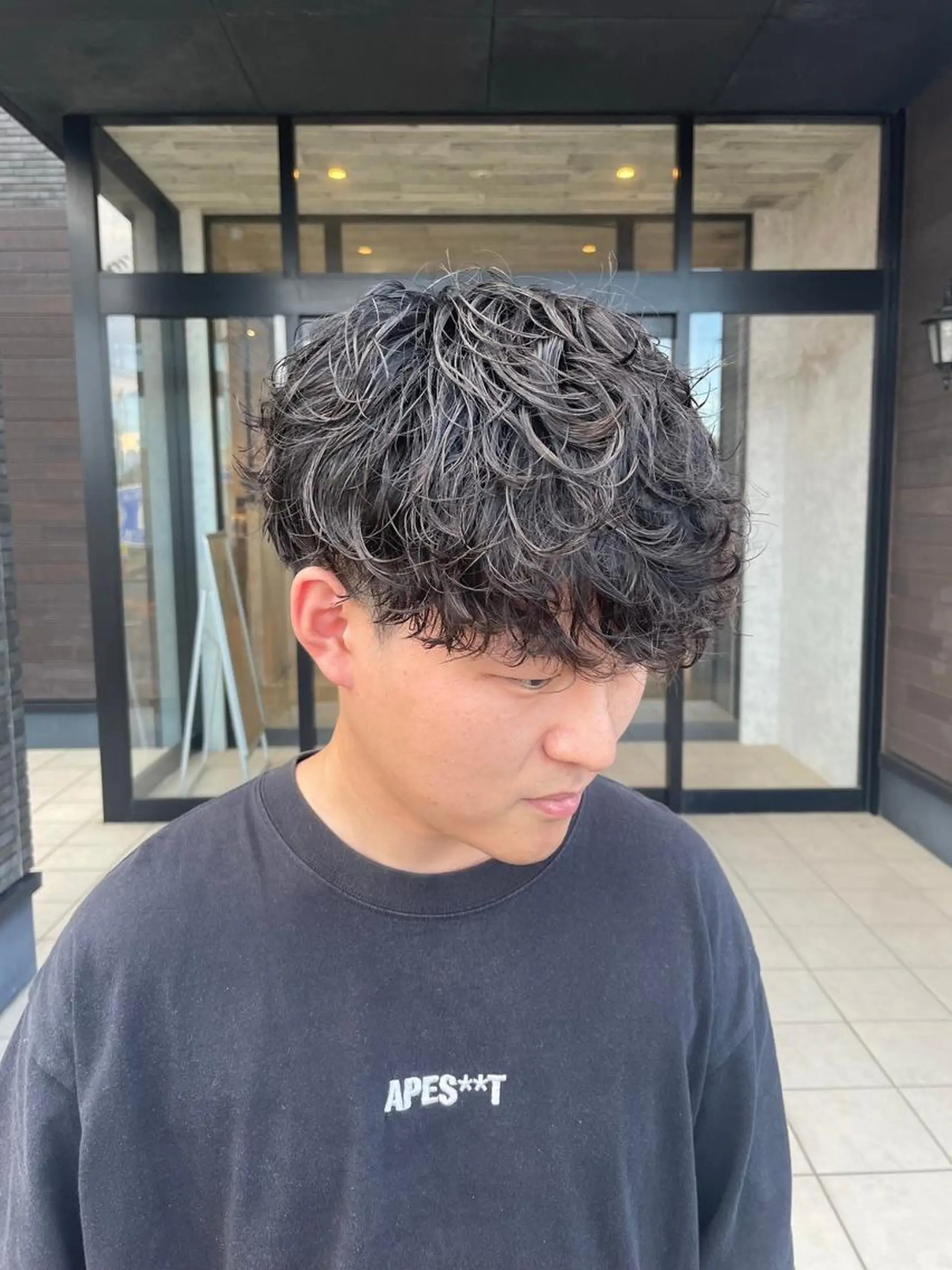 パーマ メンズ ショート メンズパーマ 波巻きパーマ スパイラルパーマ カット パーマ ハイトーンベージュ 新潟/Manamiのヘアスタイル