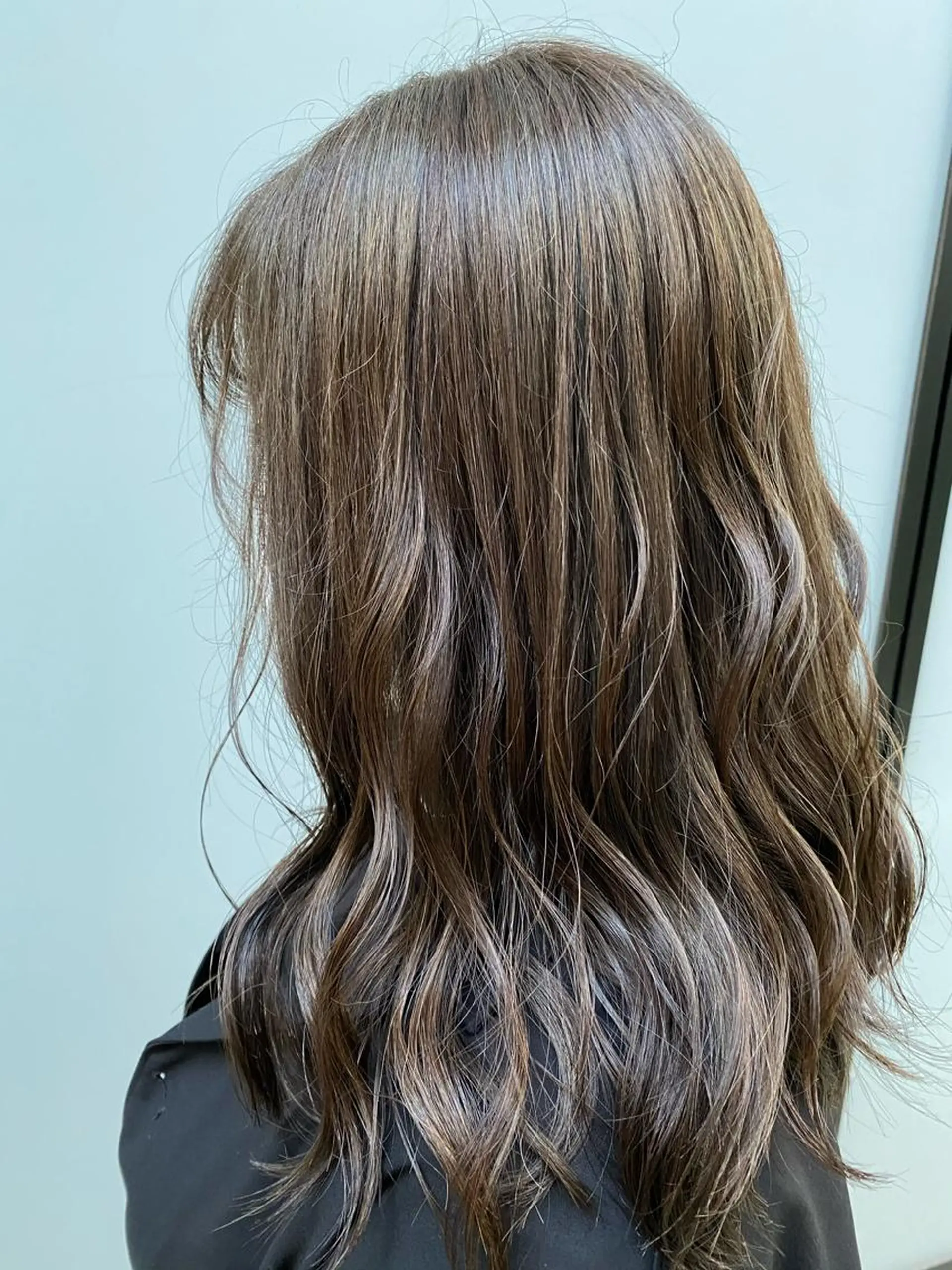 セミロング カラー グレージュ ハイライトカラー ハイライト グレージュ/レイヤー /韓国ヘア/RISAのヘアスタイル
