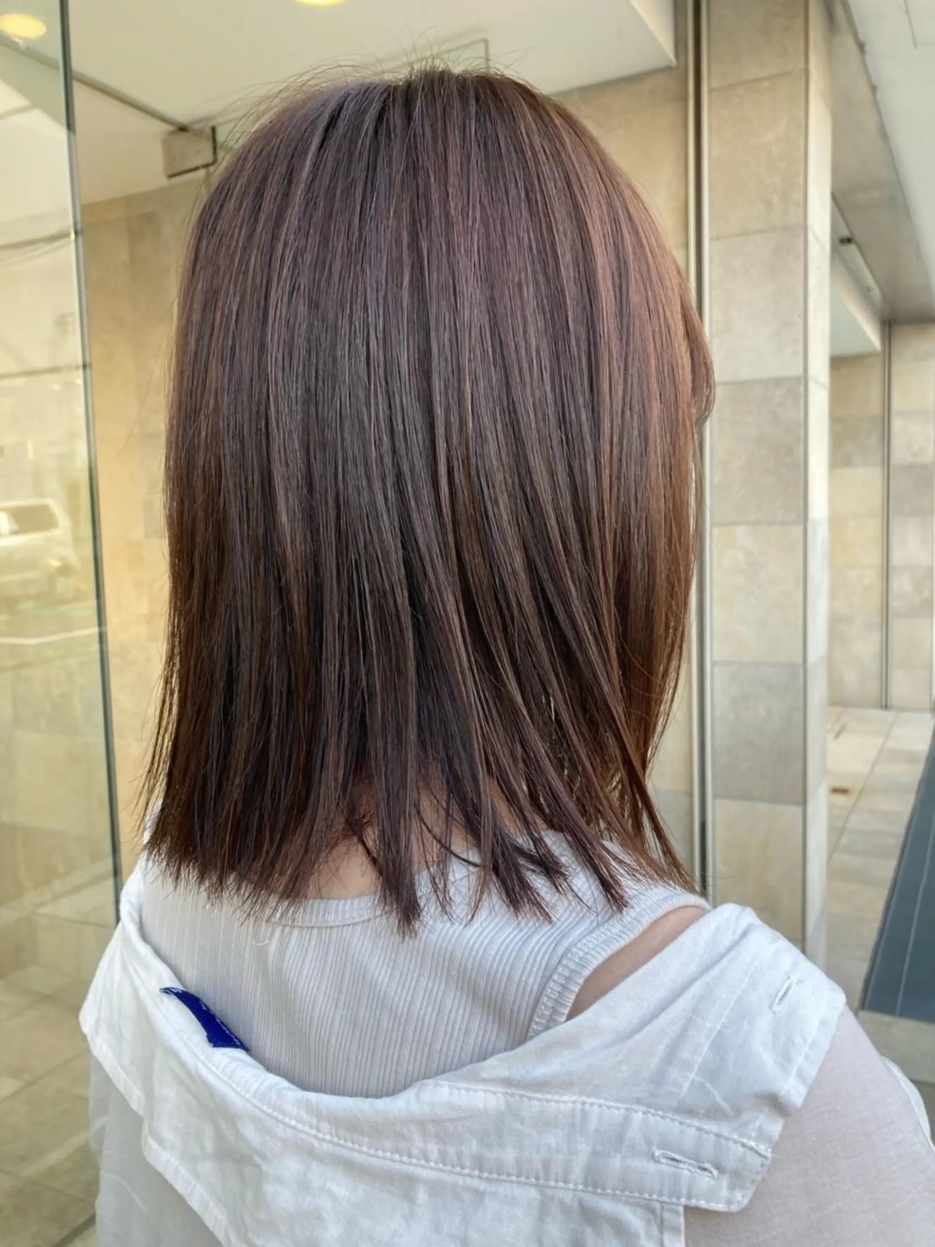 ミディアム カラー ベージュカラー イルミナカラー オリーブベージュ オレンジ 田中 あかねのヘアスタイル