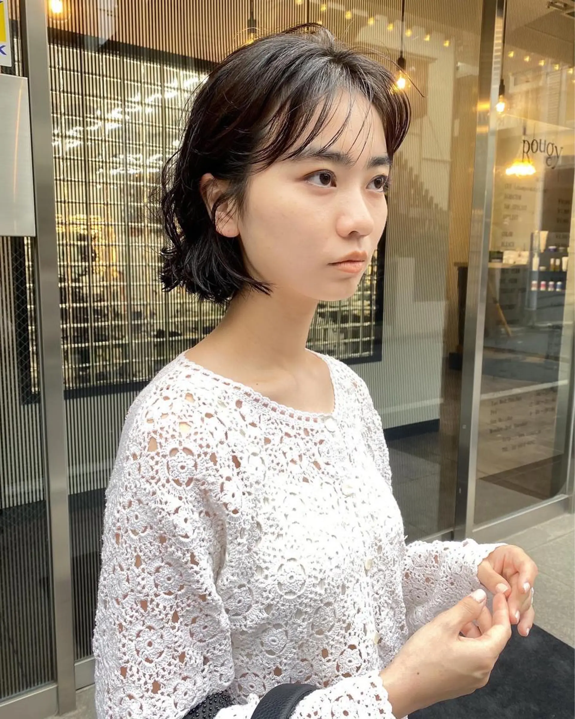 ミディアム パーマ ミディアムパーマ ボブ 大石 沙季のヘアスタイル