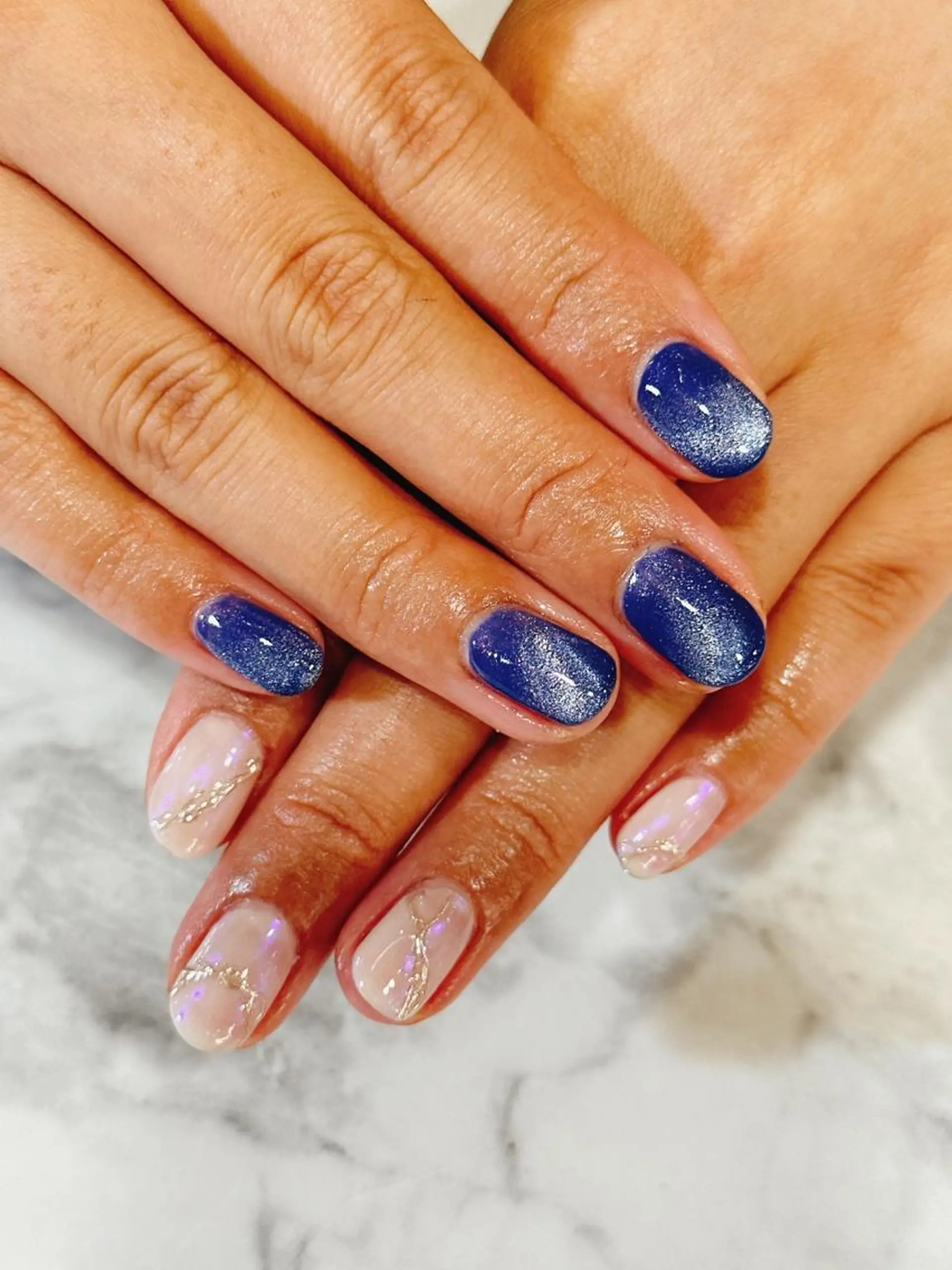 ネイル ブルー ホワイト 高橋 実和子のマツエク・マツパデザイン