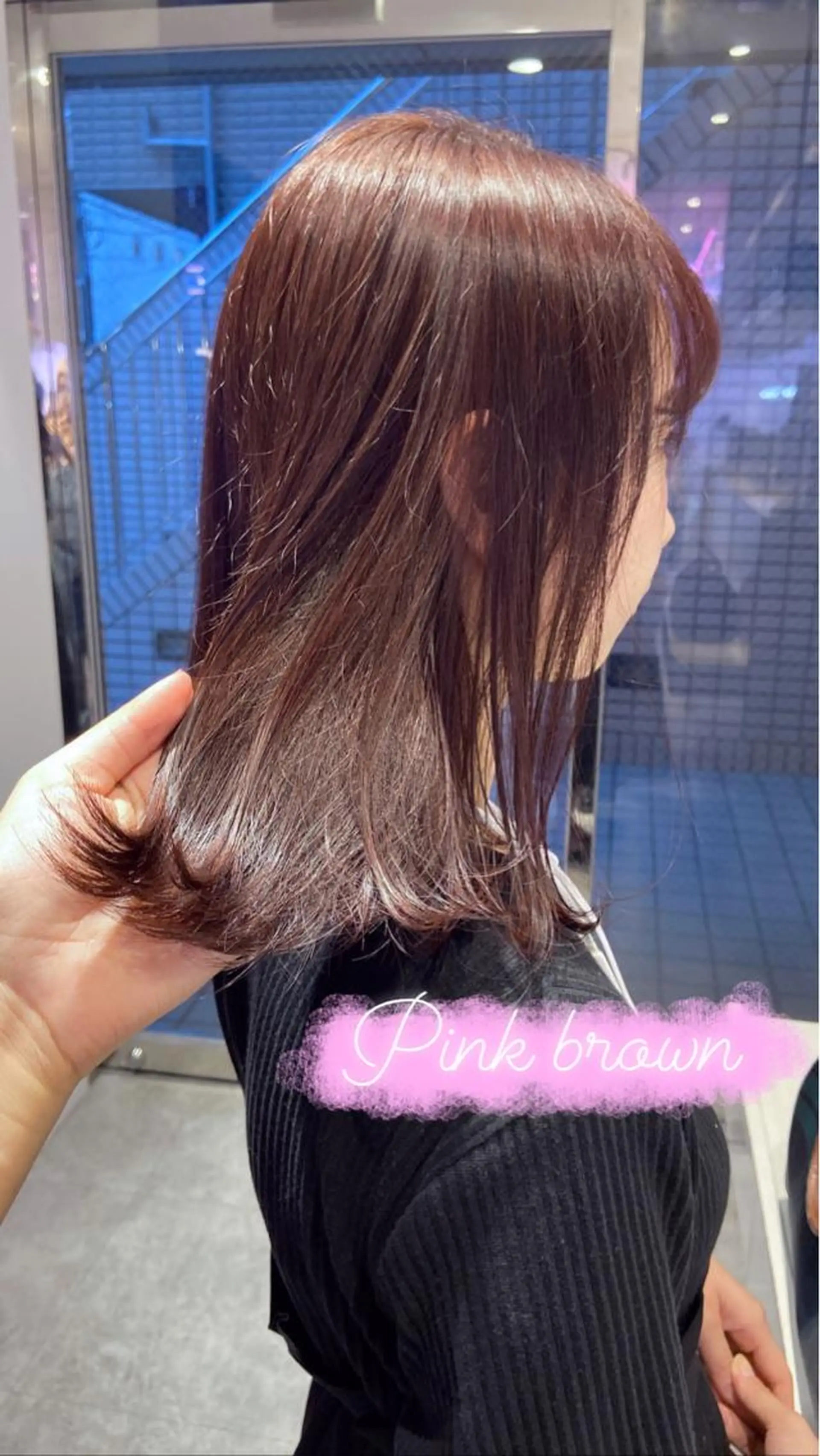 ミディアム カラー ヘアアレンジ ブラウンカラー ピンクカラー ピンクブラウン カット ヘアカラー トリートメント 天神レイヤーカット No.1💖マユカのヘアスタイル