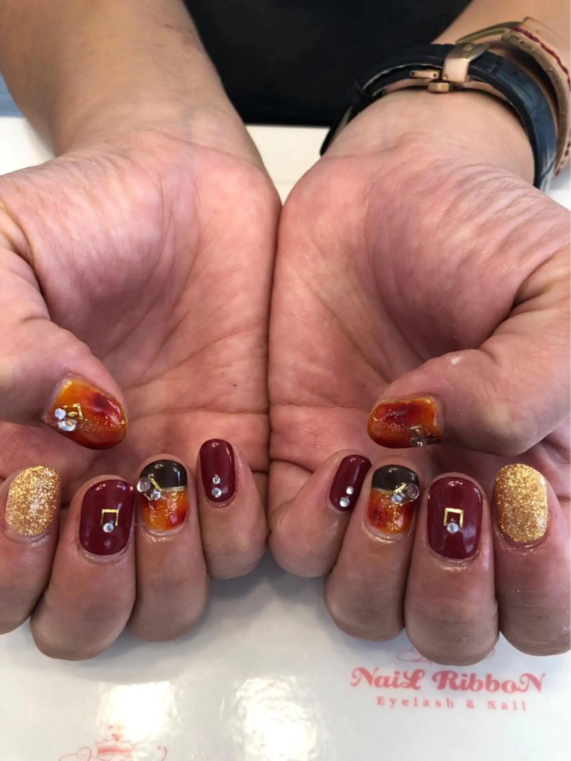 ネイル 春ネイル ネイルリボン 受付スタッフのネイルデザイン