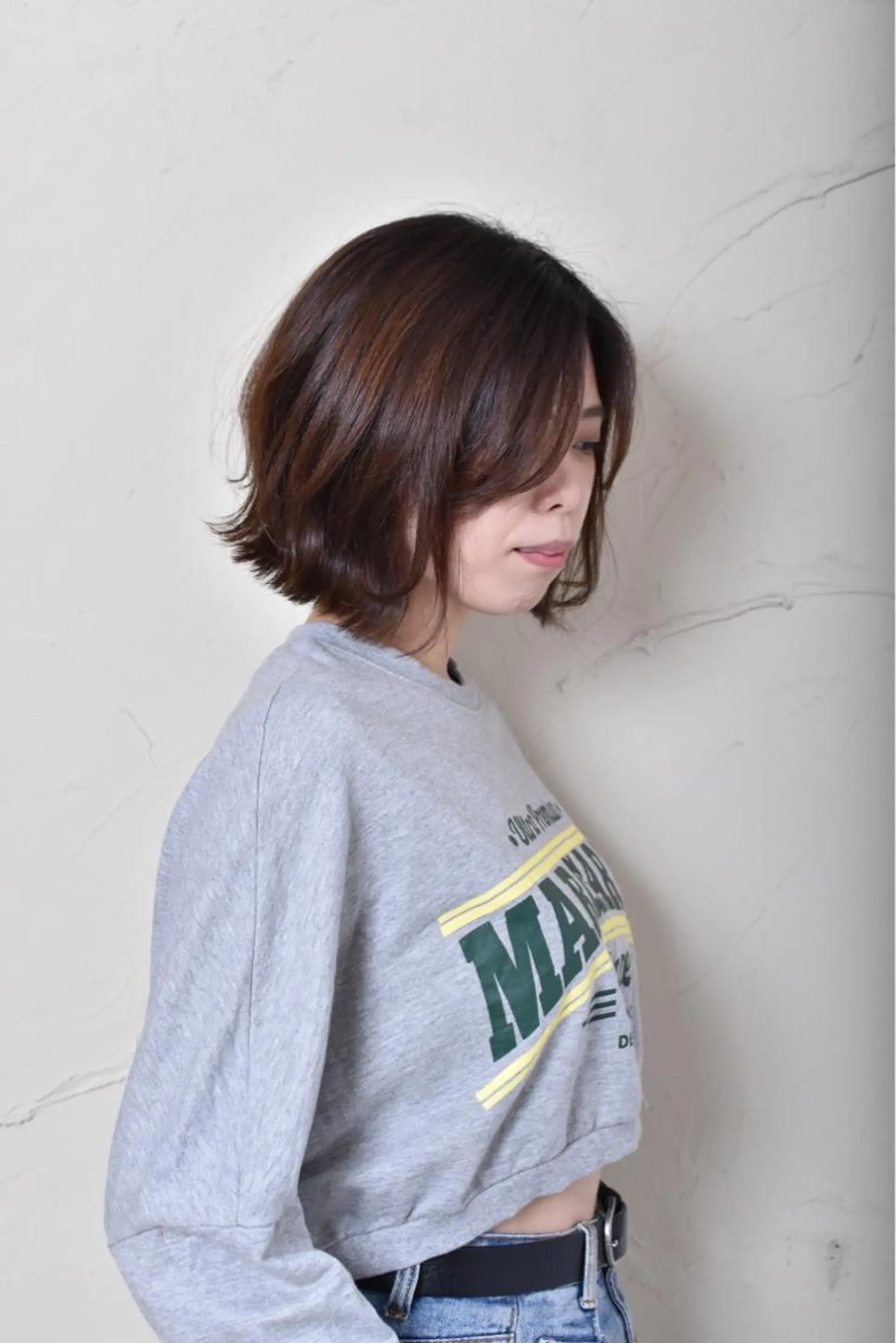 ミディアム カラー ブラウンカラー ボブ 外ハネヘア メンズ特化/パーマ指 名No.1/百瀬太郎のヘアスタイル