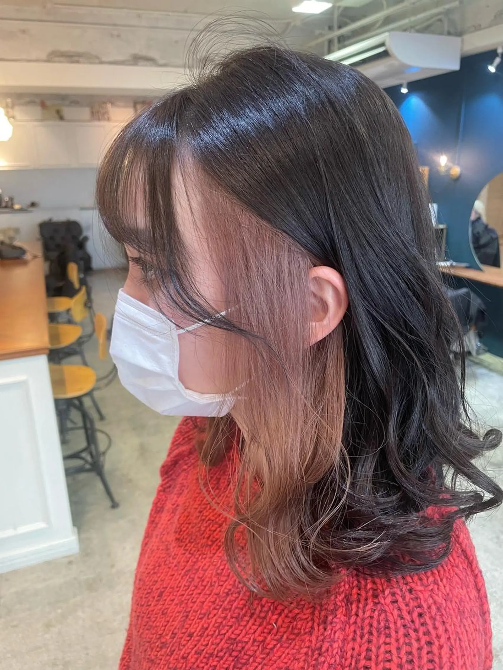 ミディアム カラー ヘアアレンジ ベージュカラー イヤリングカラー ピンクカラー ピンクベージュ ヘアカラー トリートメント 山崎 澪 レイヤーカット/大宮のヘアスタイル