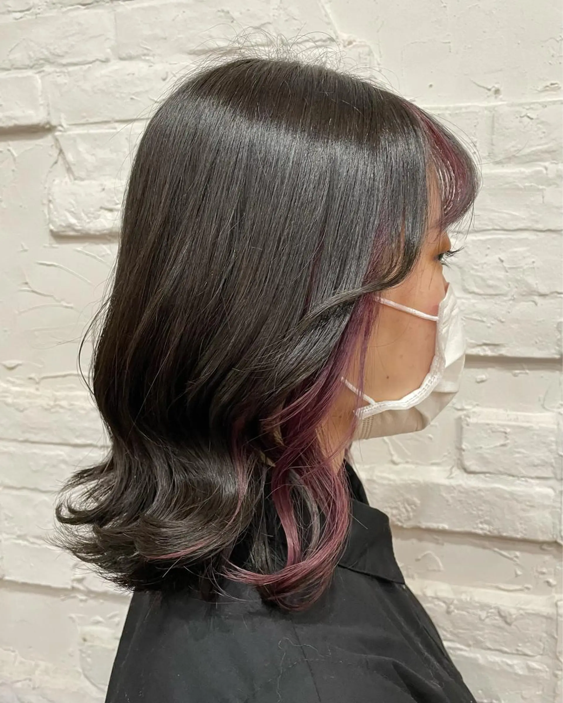 ミディアム カラー ヘアアレンジ ピンクカラー 【ピンク/韓国ヘア/ ヘアセット】亜海のヘアスタイル