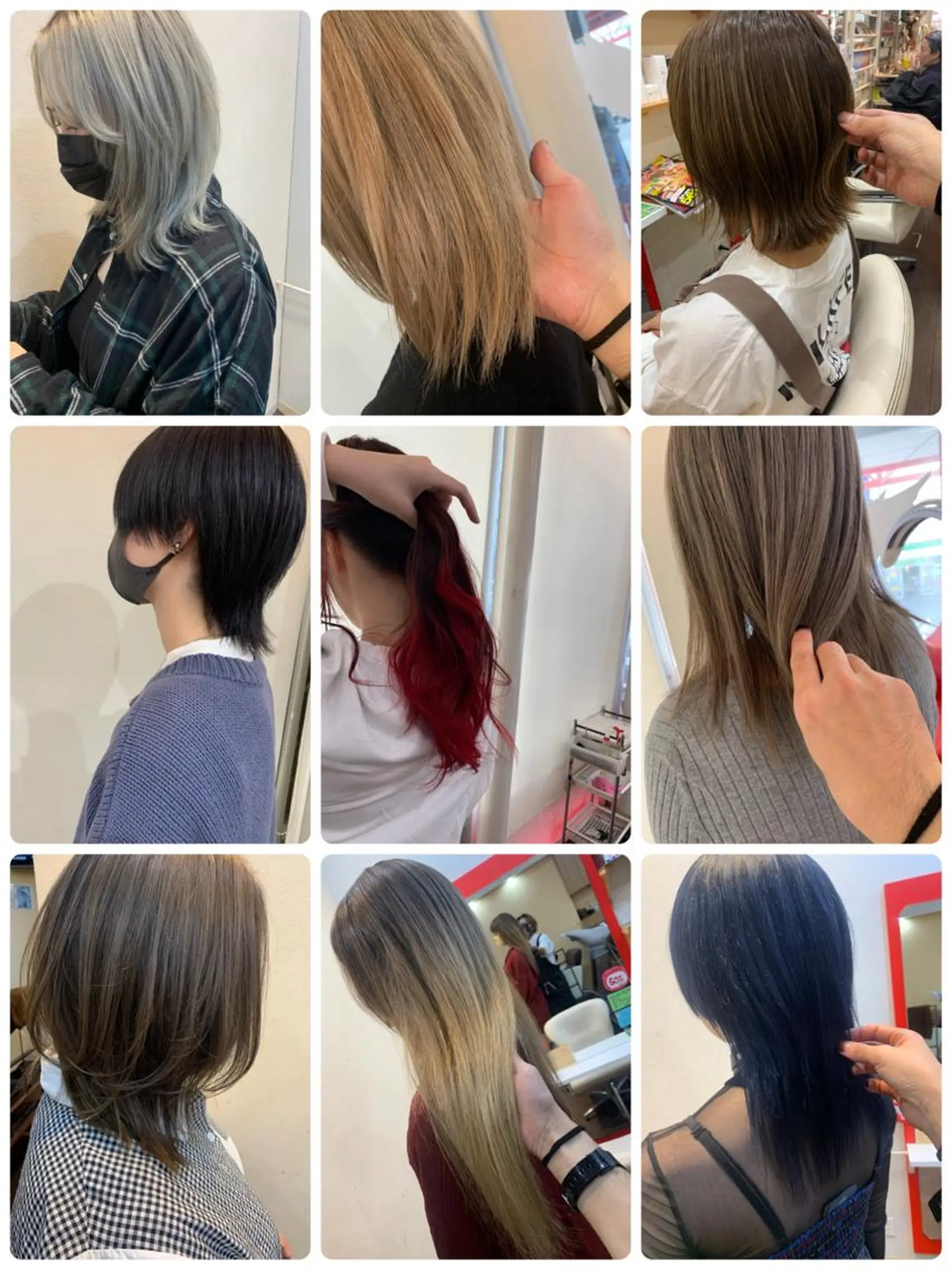 セミロング カラー ヘアアレンジ 今村公介 ブリーチ特化、派手髪のヘアスタイル