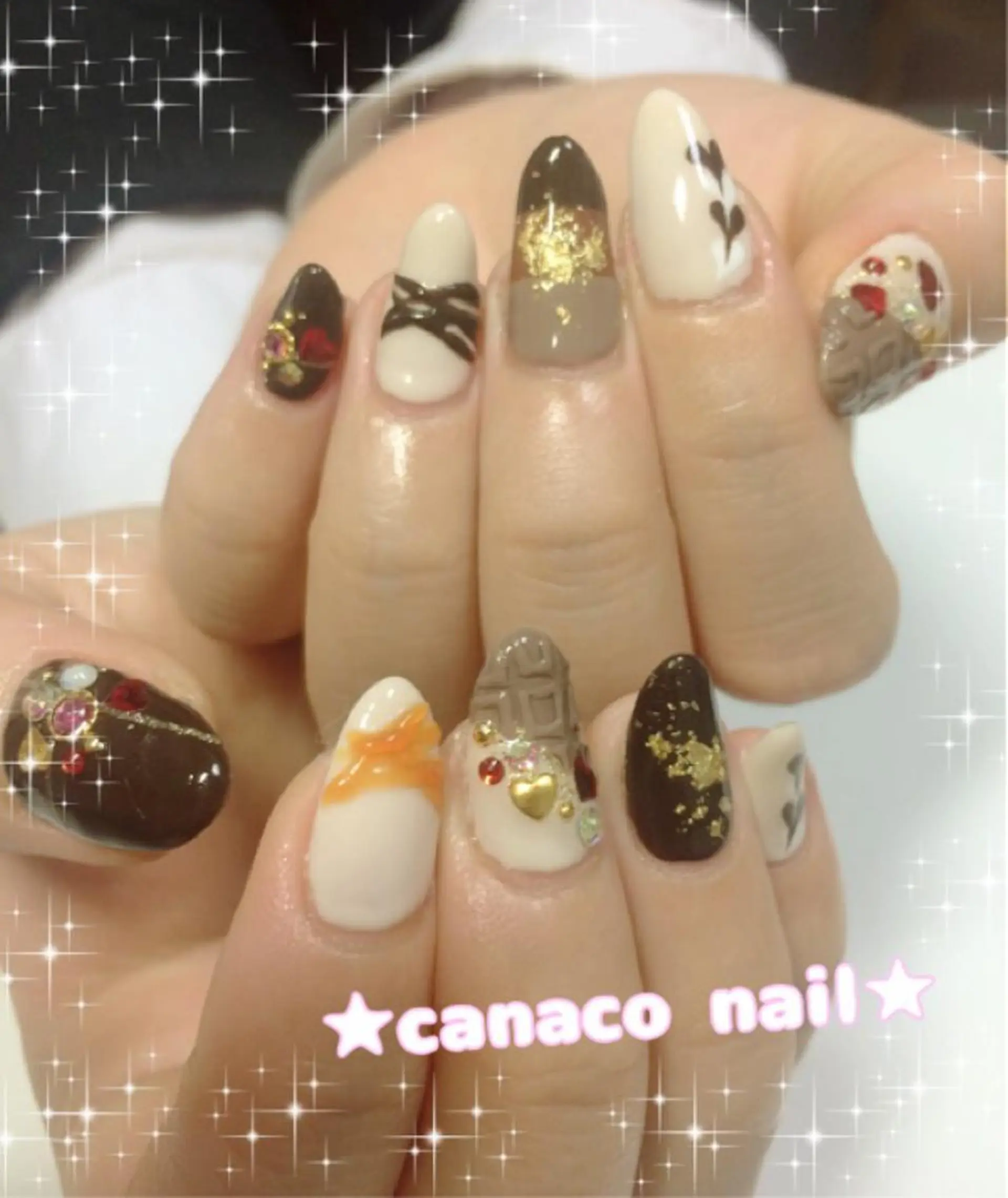 ネイル アートネイル ジェルネイル パラジェル ストーンネイル ハンドネイル ハンドケア ベテランネイル cnc  nailのネイルデザイン