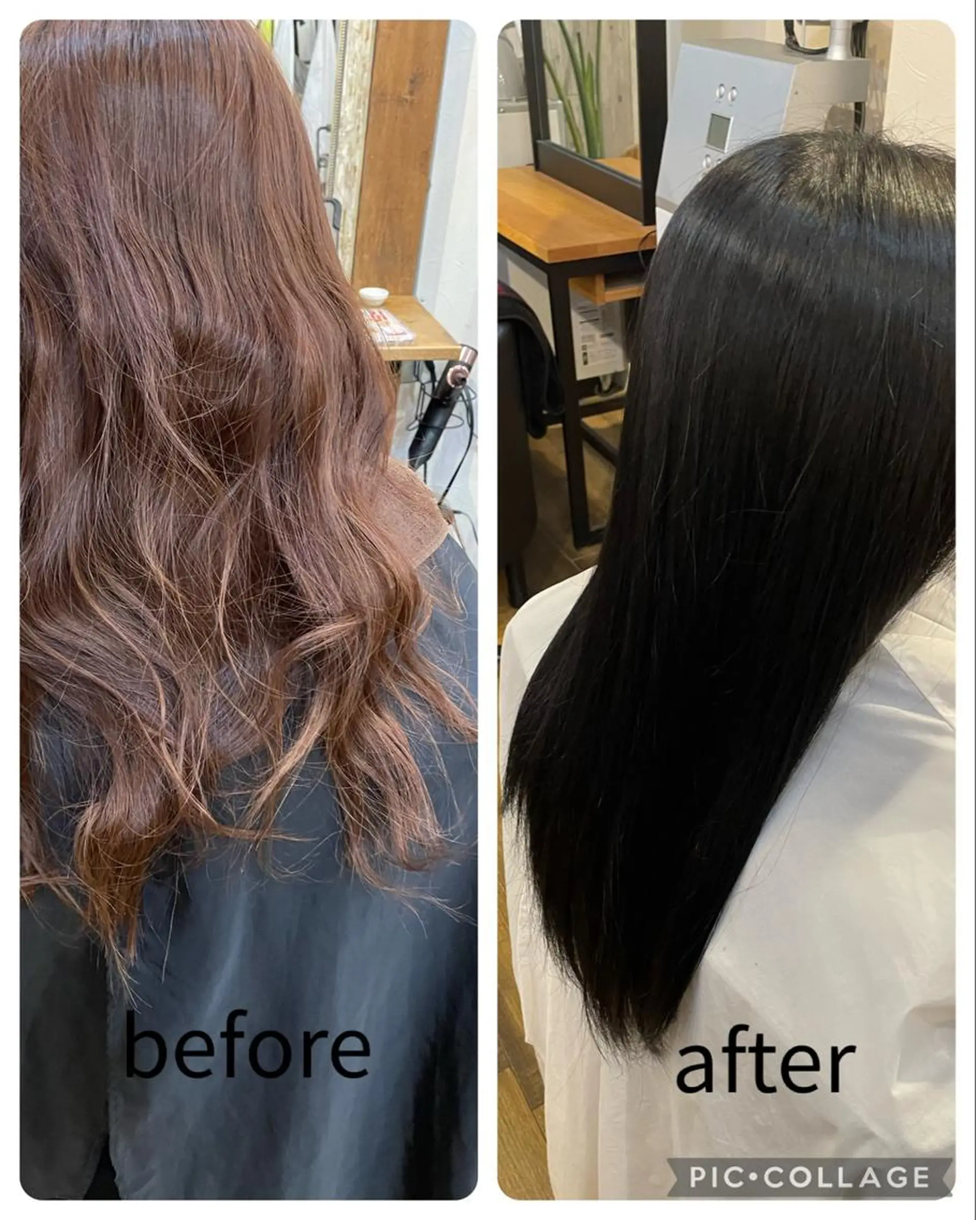 ロング カラー 黒髪 ブルーカラー ブルーブラック ヘアカラー ひばり美容室カット 石井　里佳のヘアスタイル