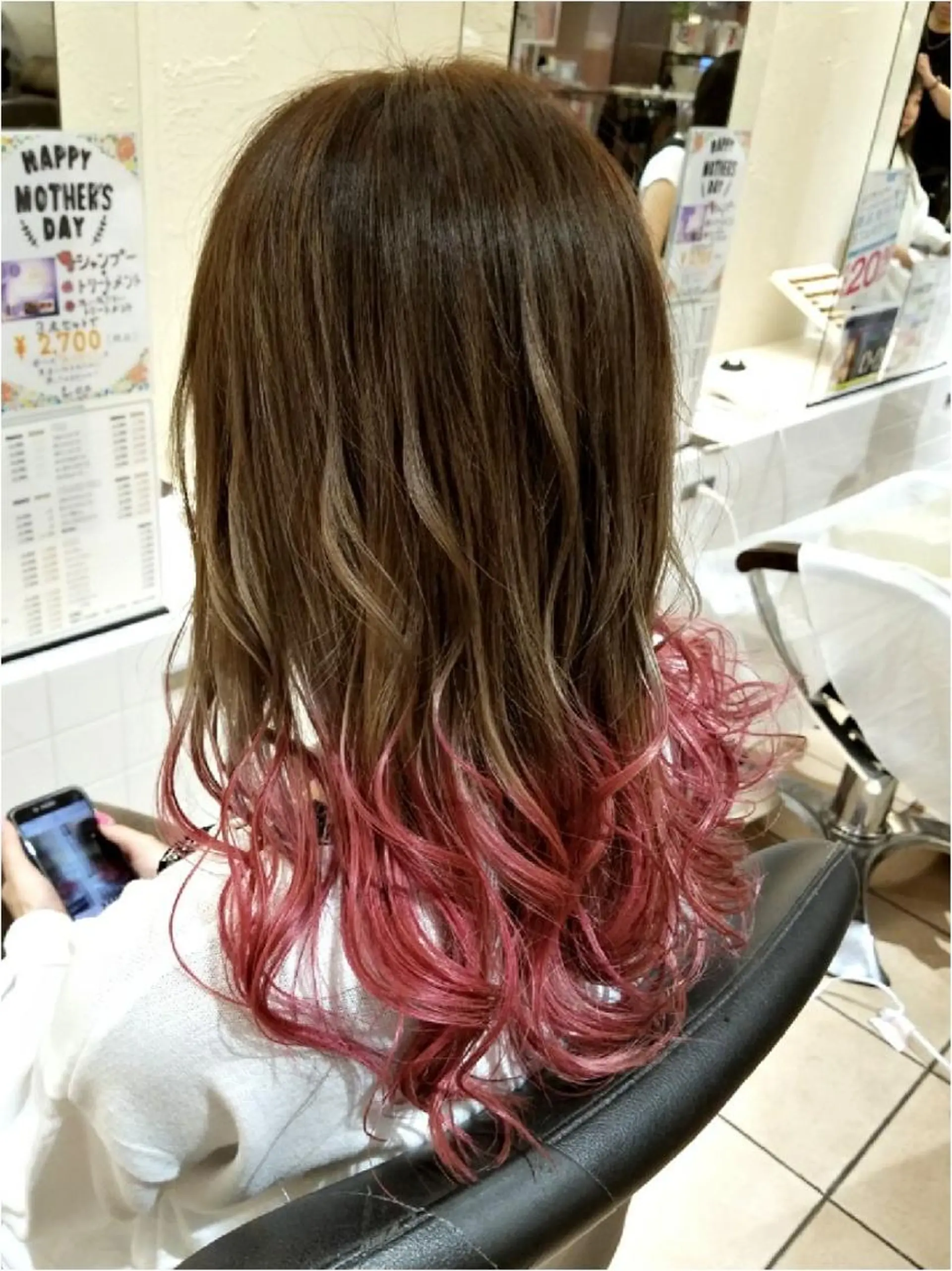 セミロング カラー ヘアアレンジ グラデーションカラー ピンクカラー 【髪質改善美容師】t occa茨木篠原健太のヘアスタイル