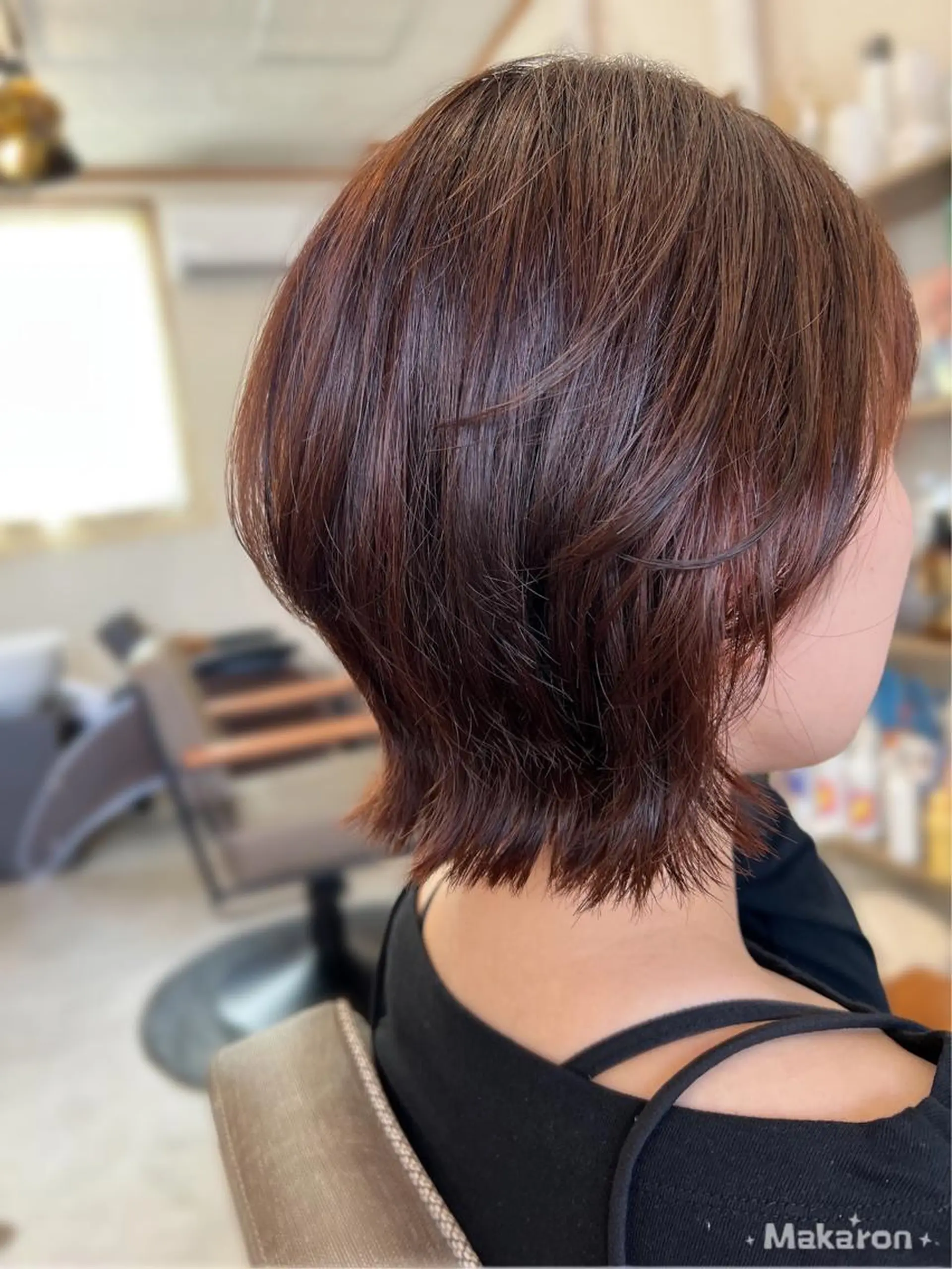 ミディアム ボブレイヤー ボブ くびれヘア レイヤーカット ウルフカット カット hair works raptureのヘアスタイル