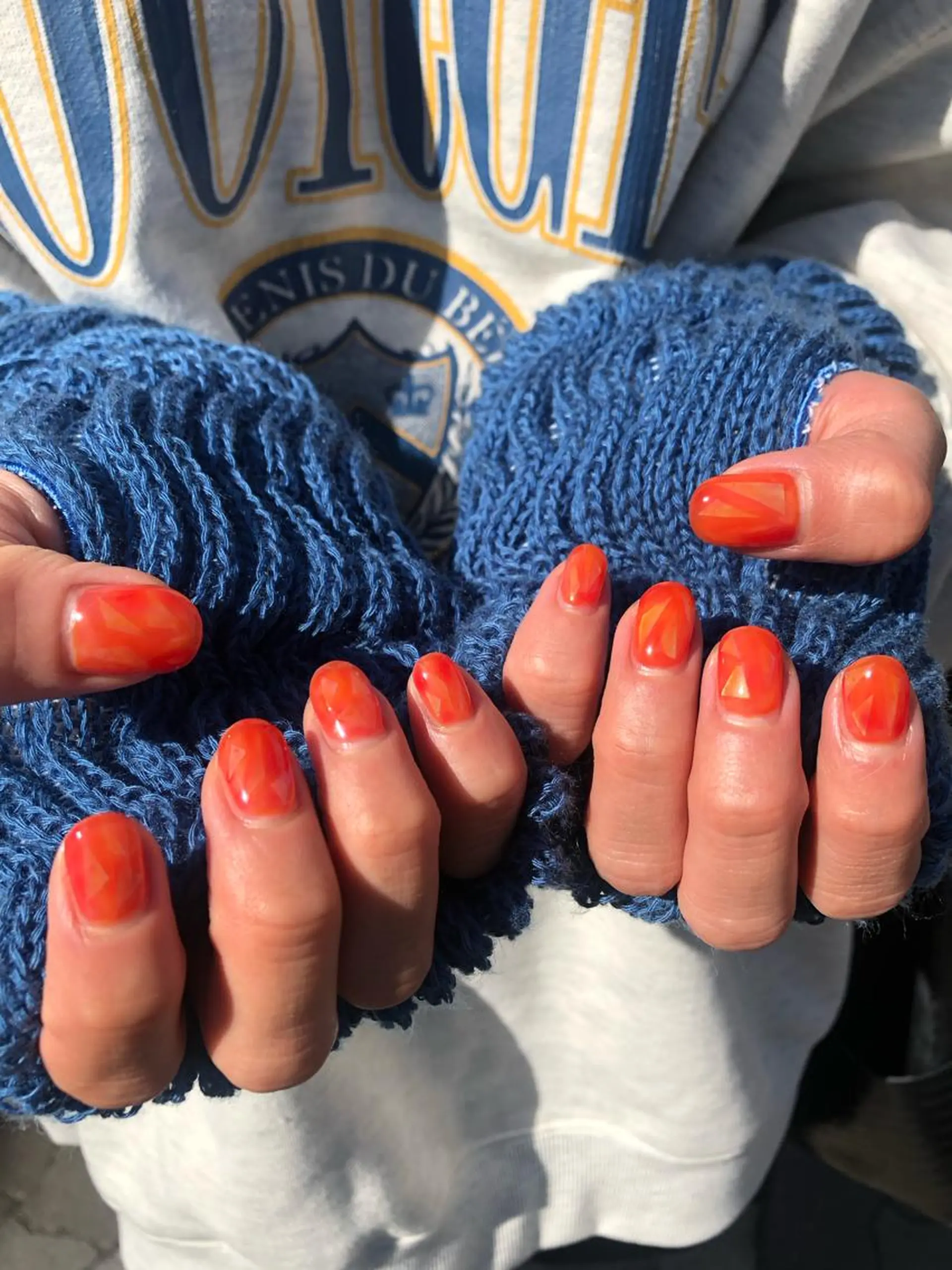 ネイル オーロラネイル キラキラネイル オレンジ ハンドネイル Nakano Kanaのネイルデザイン