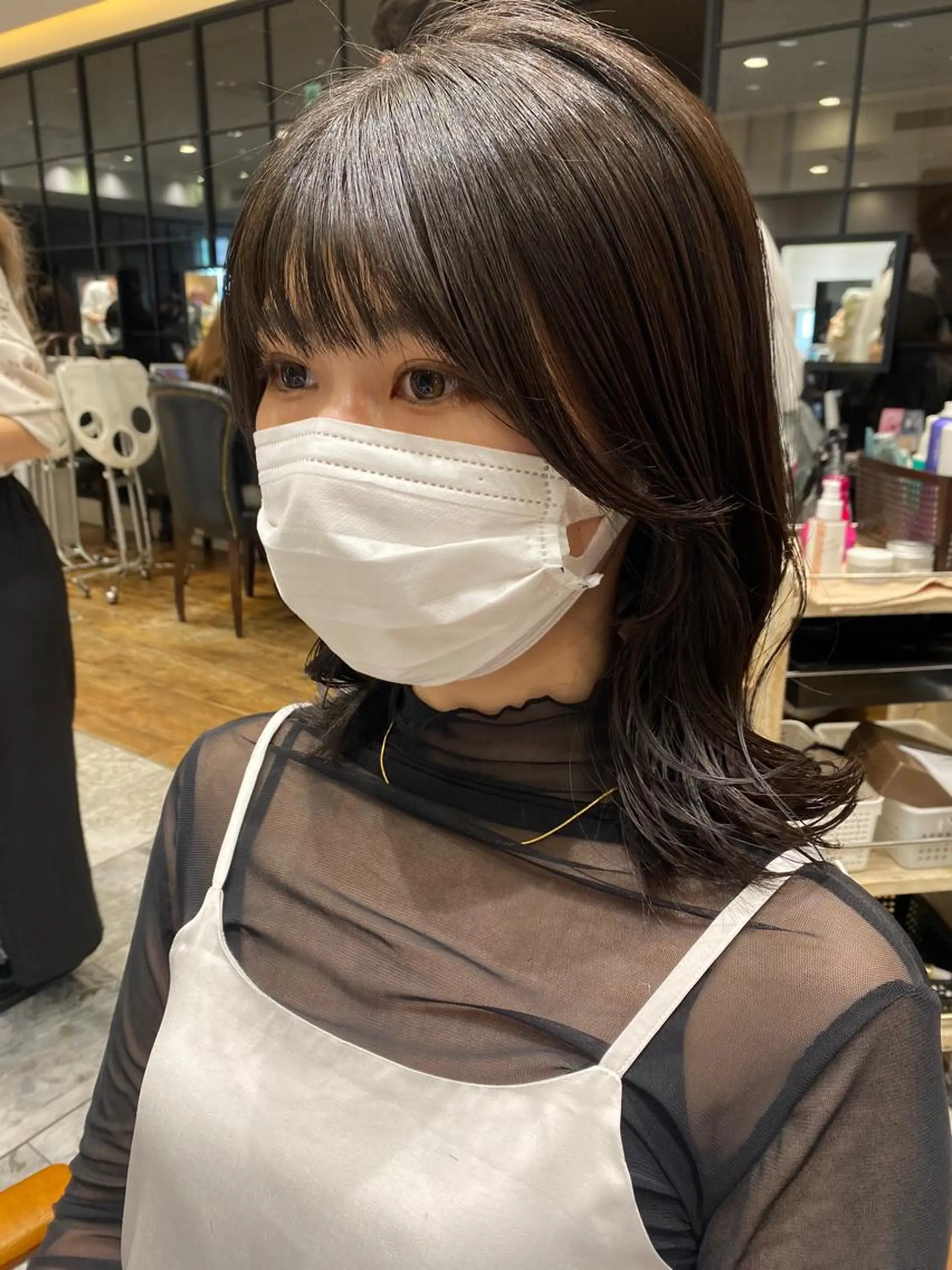 ミディアム カラー ベージュカラー ブラウンカラー ブラウンベージュ くびれヘア 顔周りカット 顔周り/くびれヘア 韓国ヘア💕風間るなのヘアスタイル