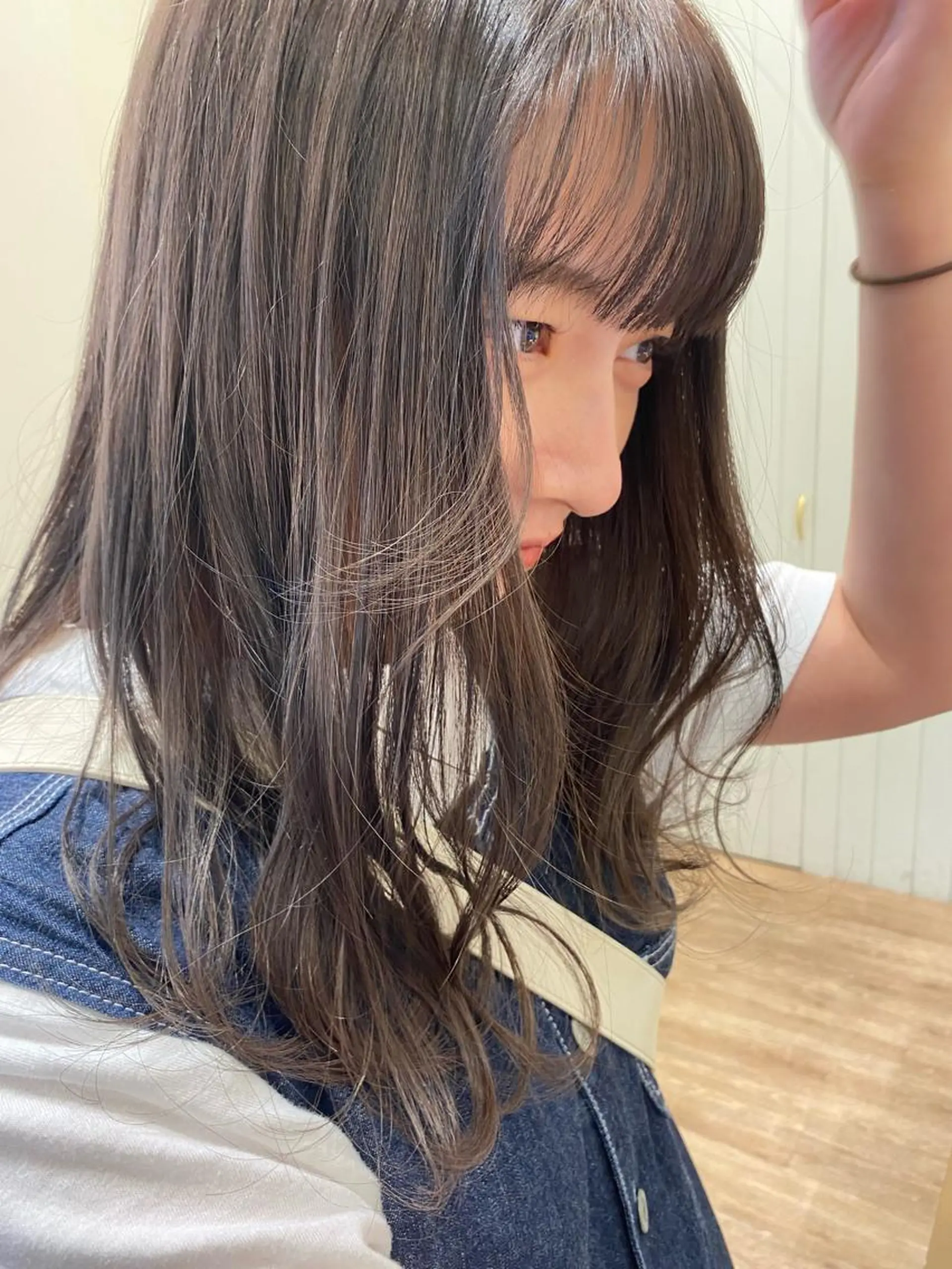 セミロング カラー グレージュ カット ヘアカラー ayaka #パーマ#アレンジのヘアスタイル