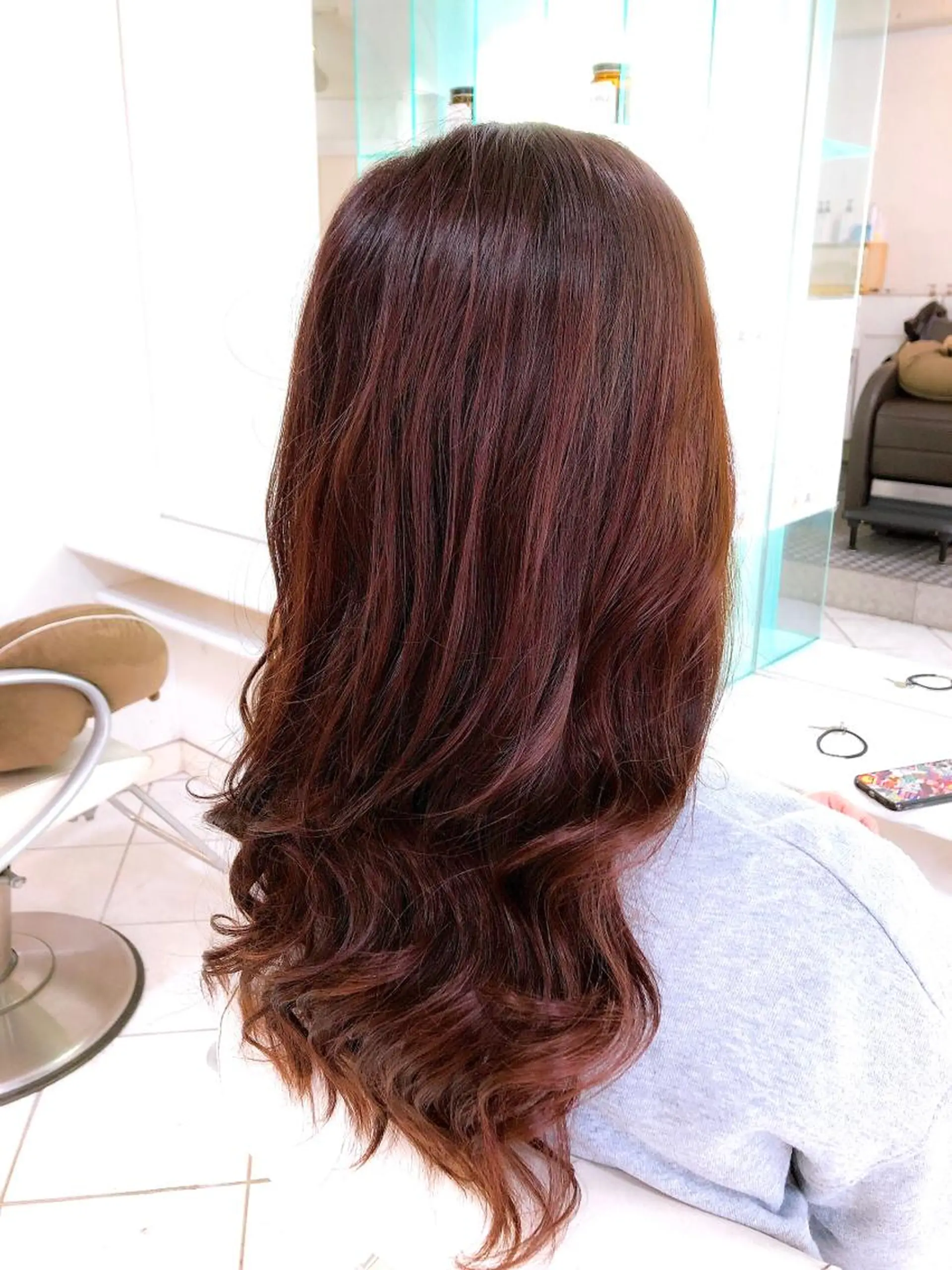 ロング カラー ブラウンカラー レッドカラー レッドブラウン 保住 亮太のヘアスタイル