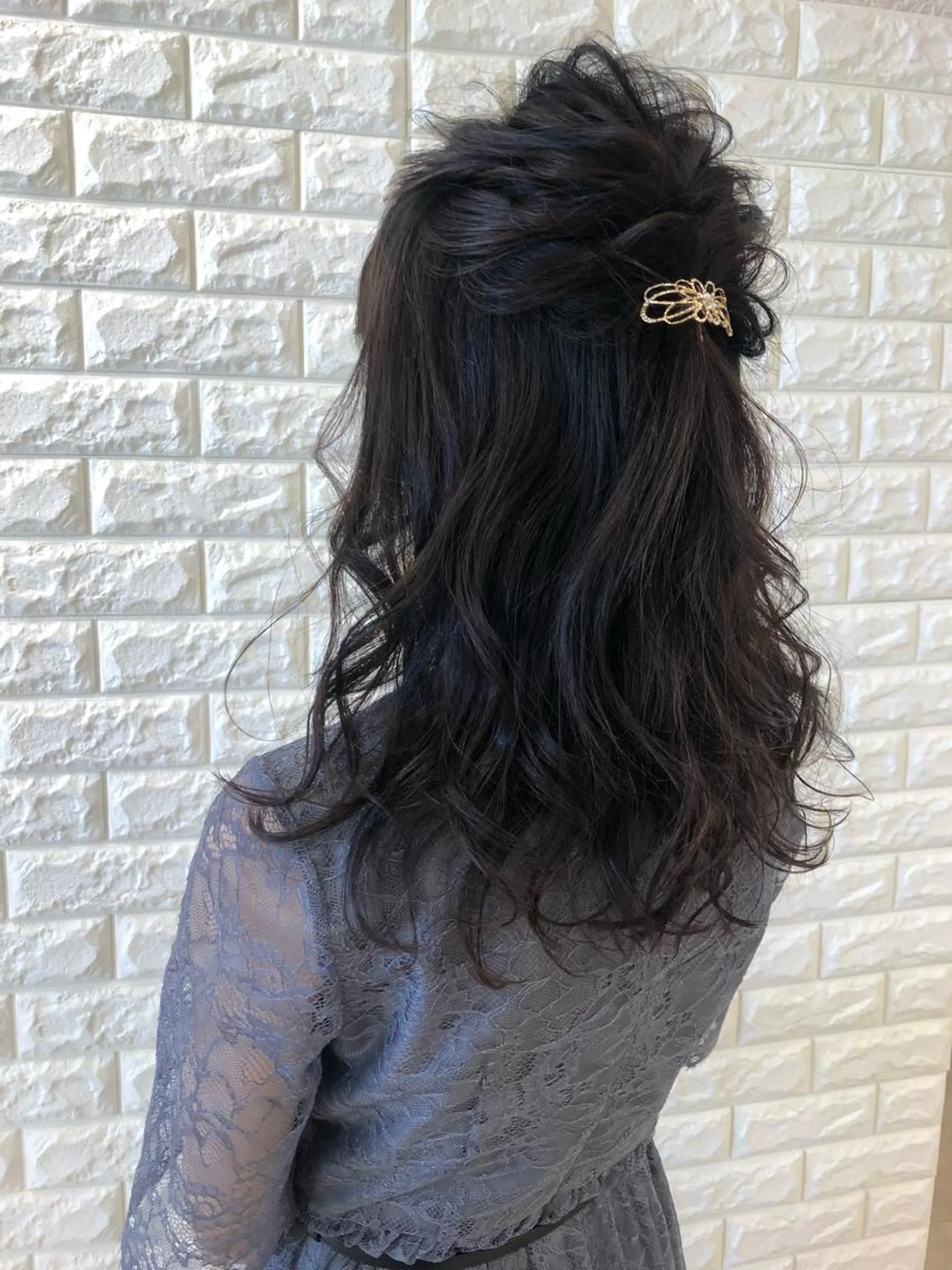 セミロング ヘアアレンジ ハーフアップ ヘアセット 盛れるレイヤーカット 得意🌹井上美沙のヘアスタイル