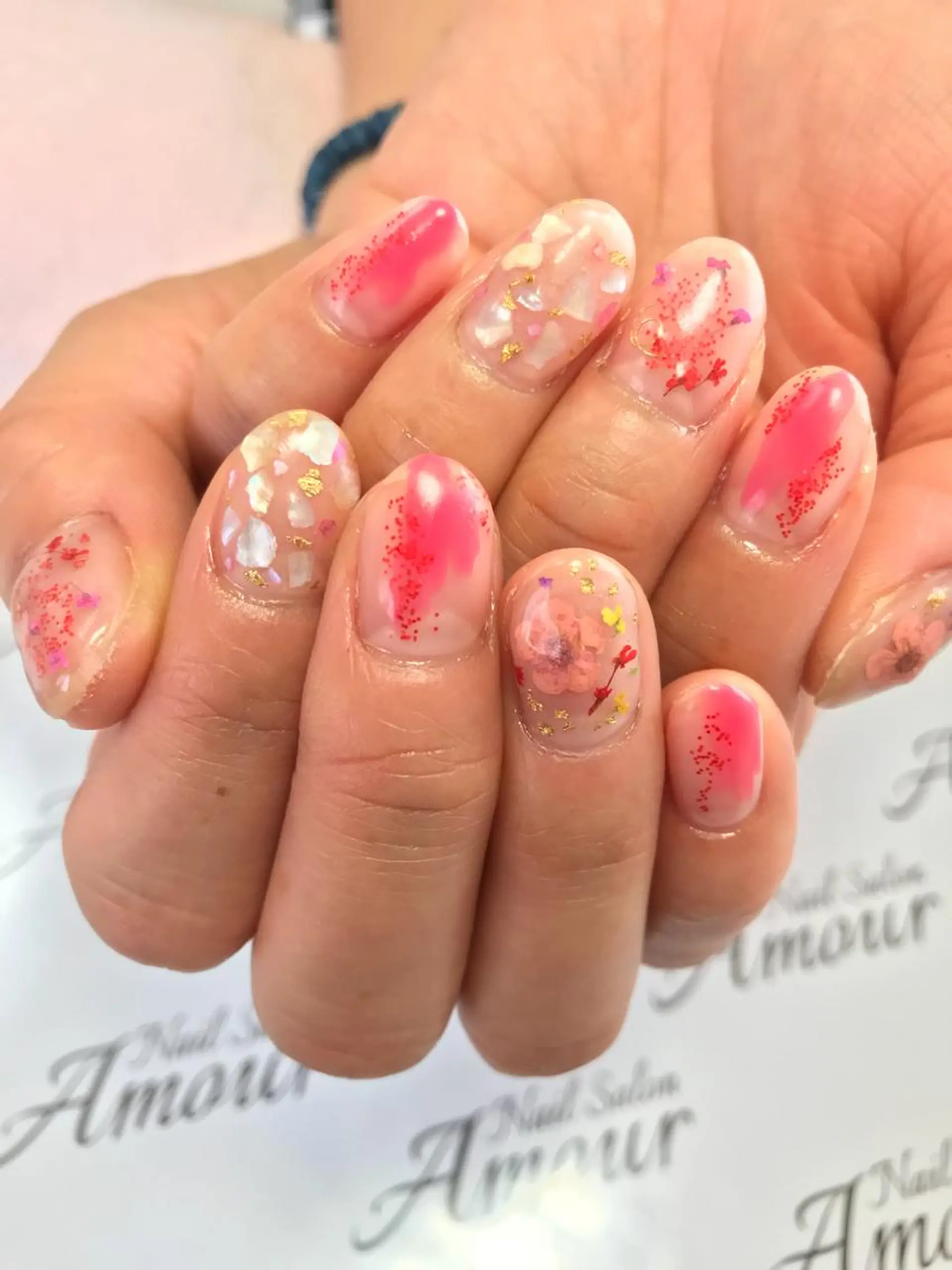 ネイル フラワーネイル nailsalon ♡amour♡のネイルデザイン
